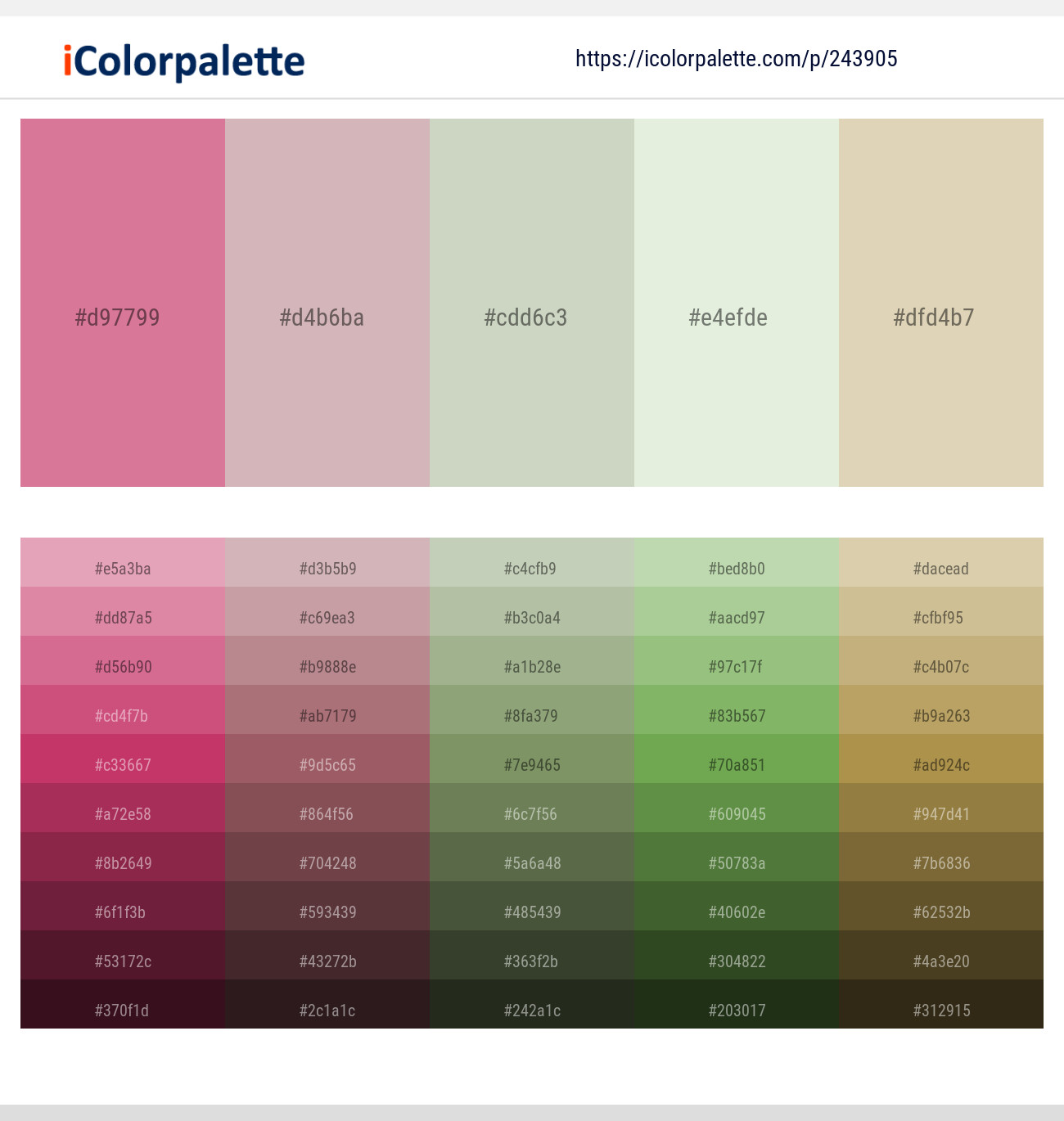 Charm – Clam Shell – Pale Leaf – Willow Brook – Bone Color scheme ...