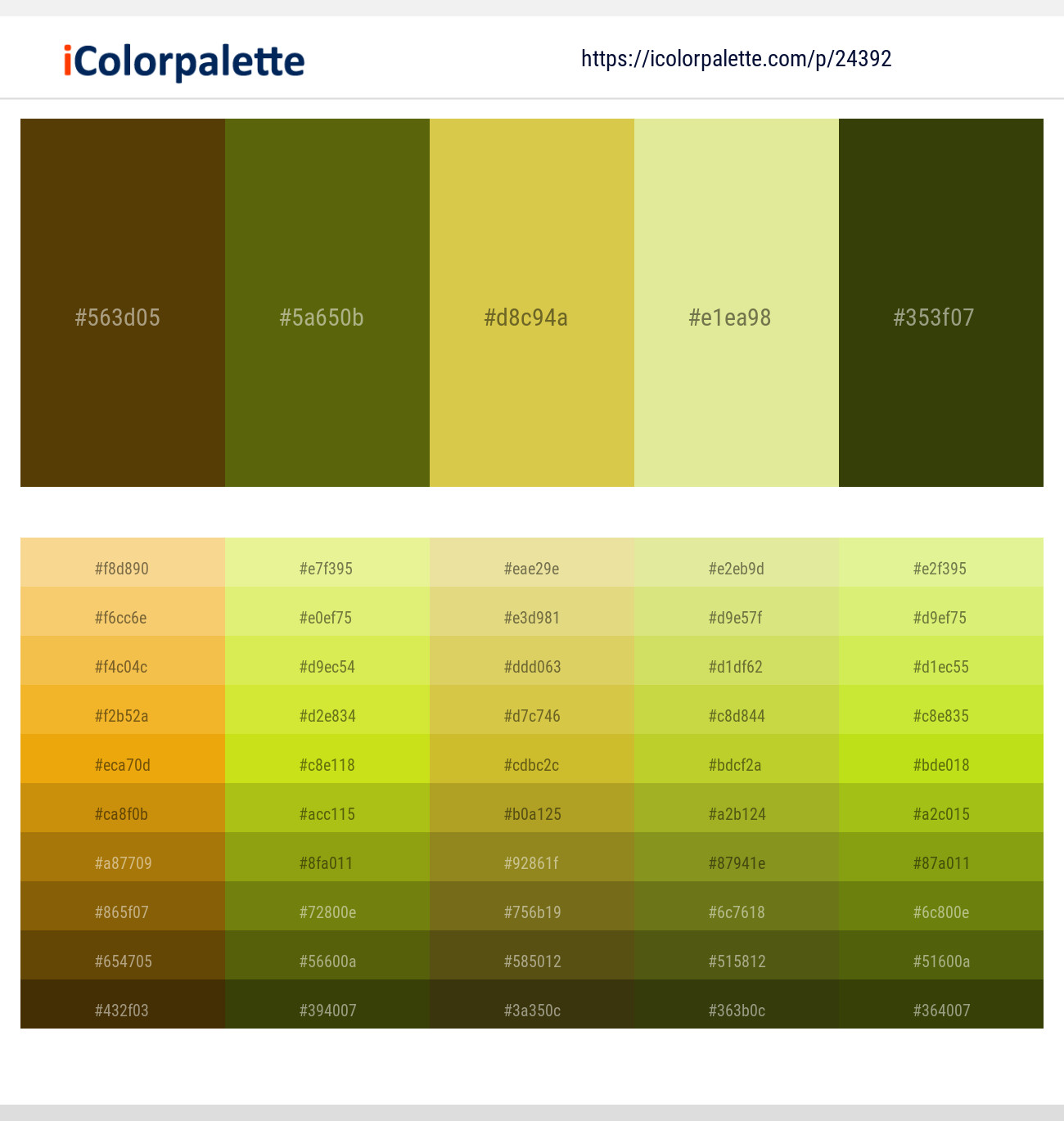 Deep Bronze – Green Leaf – Wattle – Primrose – Bronze Olive Color scheme
