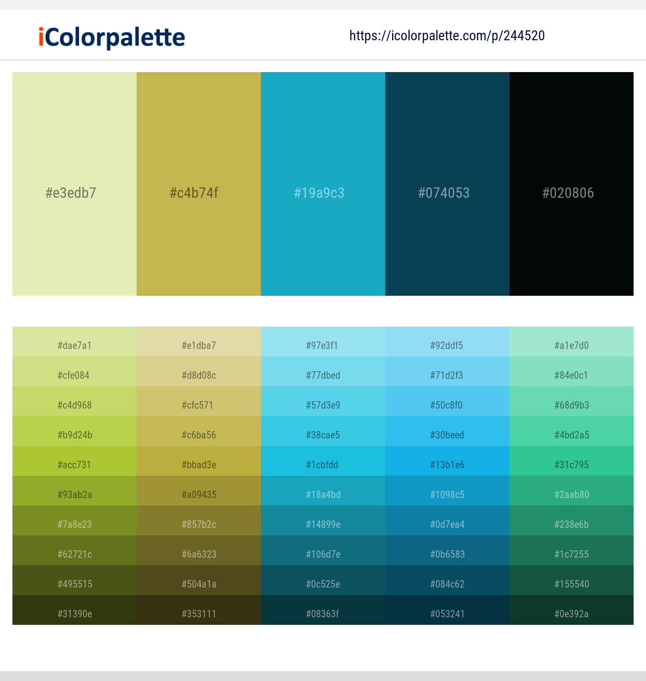 Caper – Sundance – Java – Tarawera – Midnight Moss Color scheme