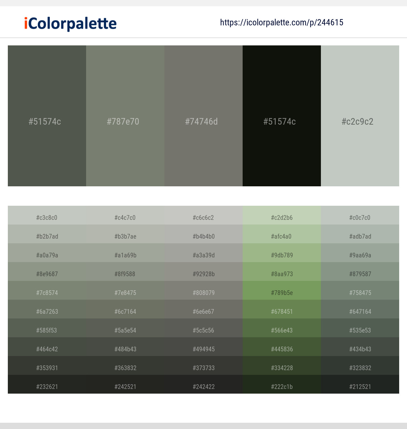 Gray Asparagus – Camouflage Green – Tapa – Marshland – Pumice Color scheme