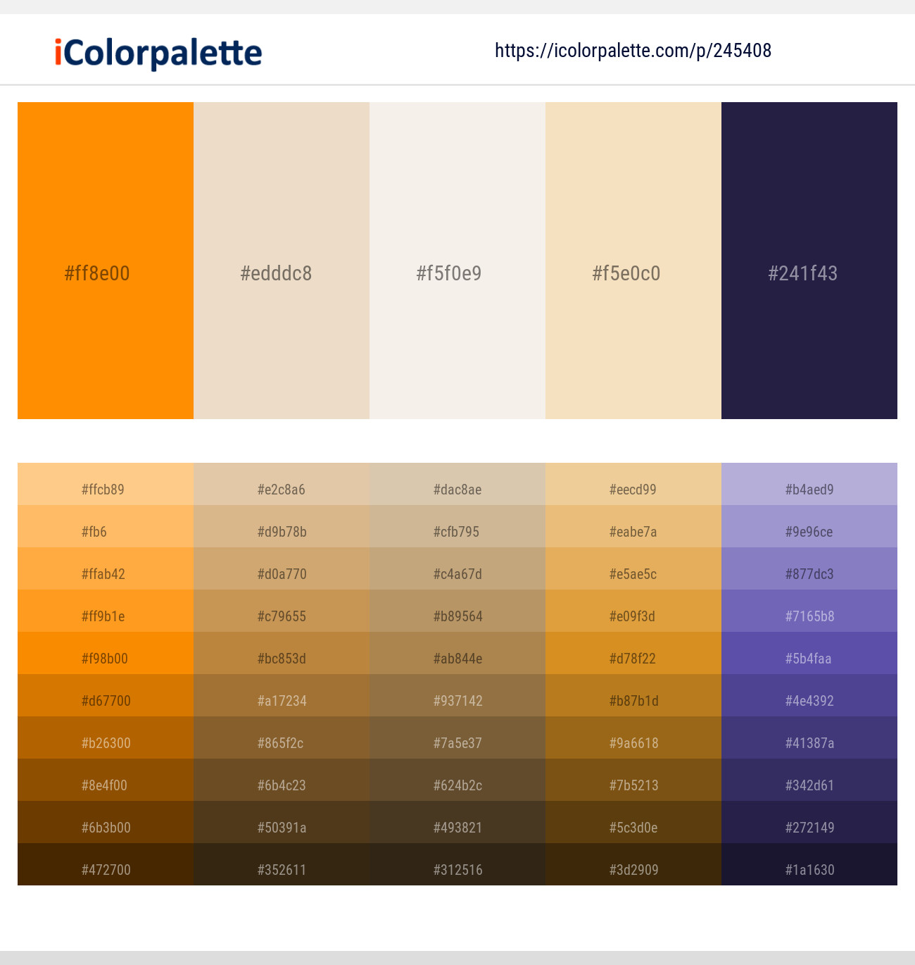 Pizazz – Almond – Dawn Pink – Sidecar – Port Gore Color scheme