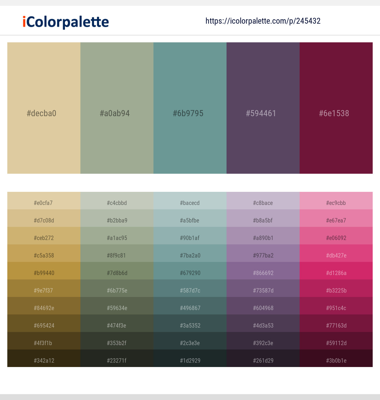 Sapling – Bud – Juniper – Mulled Wine – Claret Color scheme
