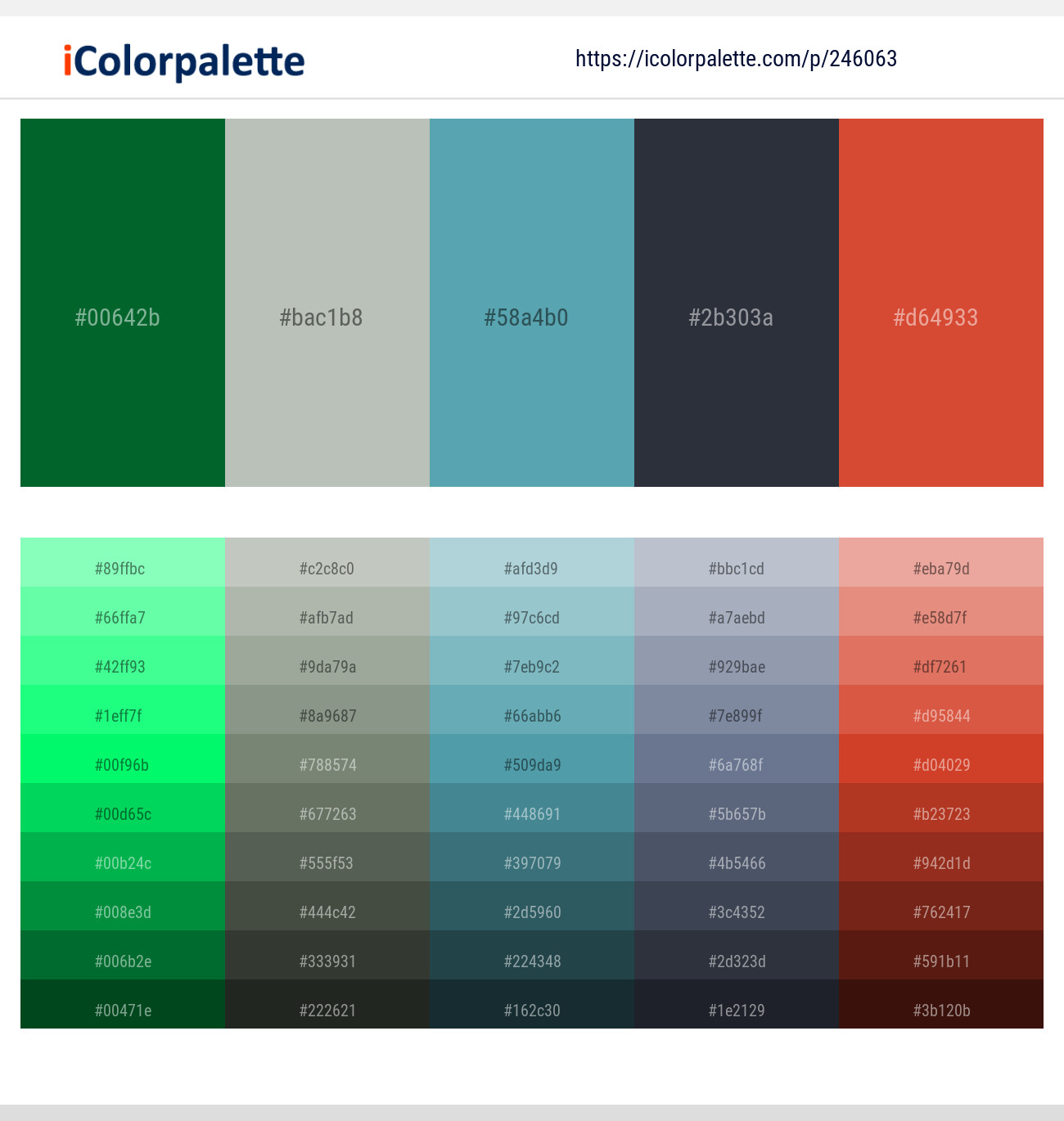 Fun Green – Green Spring – Hippie Blue – Charade – Valencia Color scheme