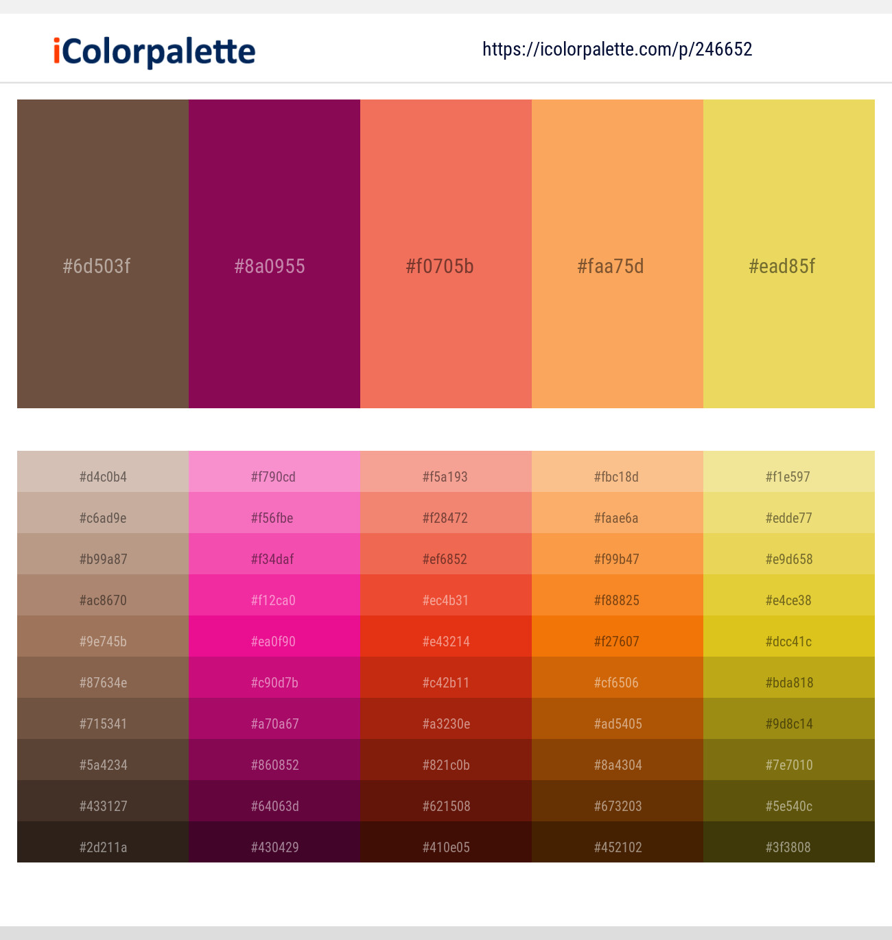 Tobacco Brown – Cardinal Pink – Burnt Sienna – Tan Hide – Confetti Color scheme