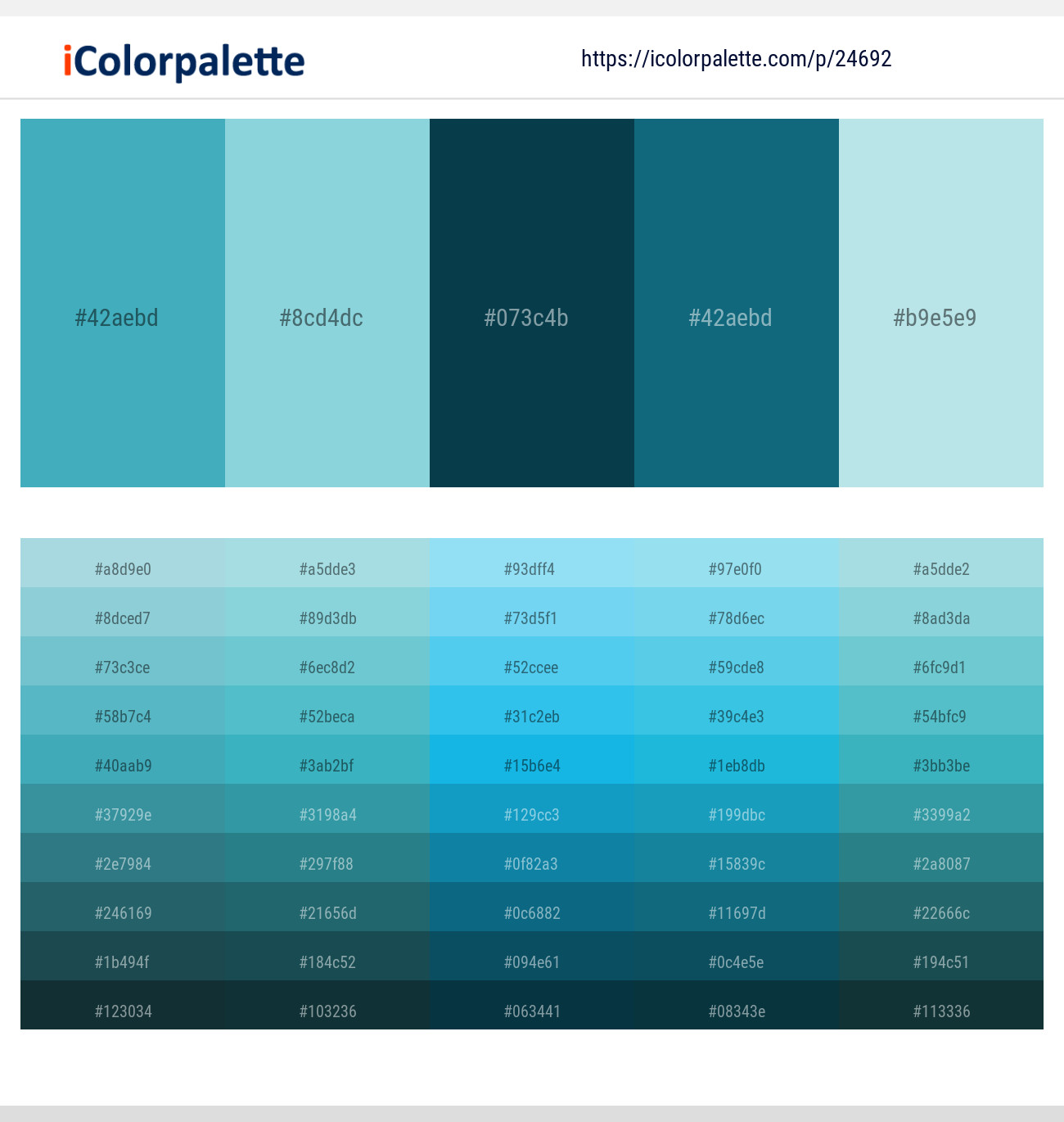 24692Pelorous – Morning Glory – Tarawera – Surfie Green – Powder Blue Color scheme