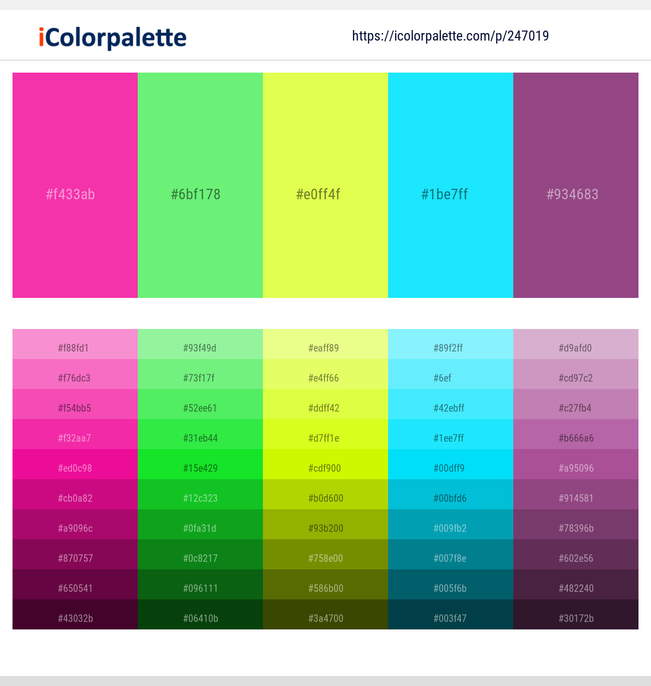 247019366 Bright Color Palettes