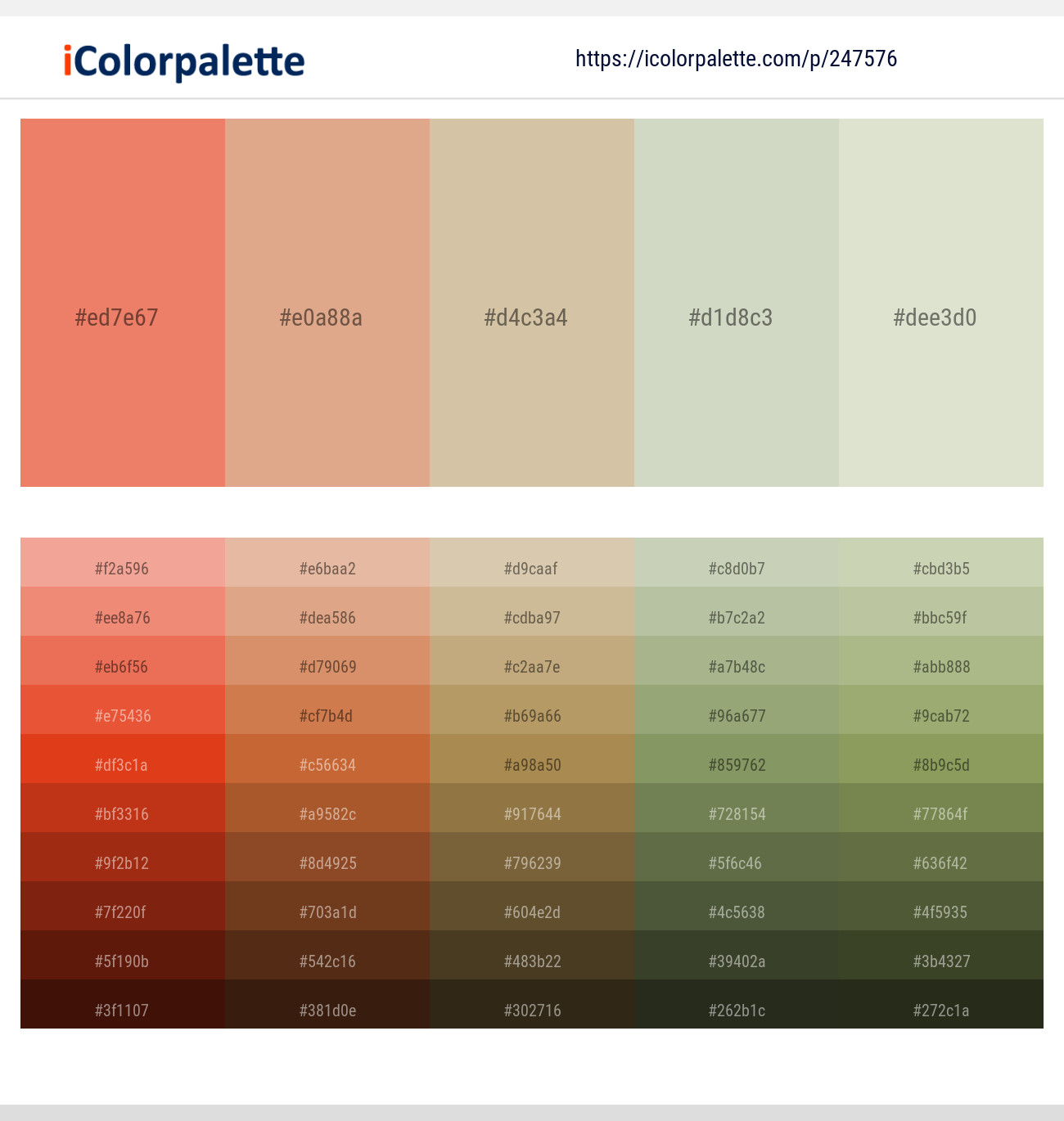Apricot – Tumbleweed – Akaroa – Moon Mist – Periglacial Blue Color scheme