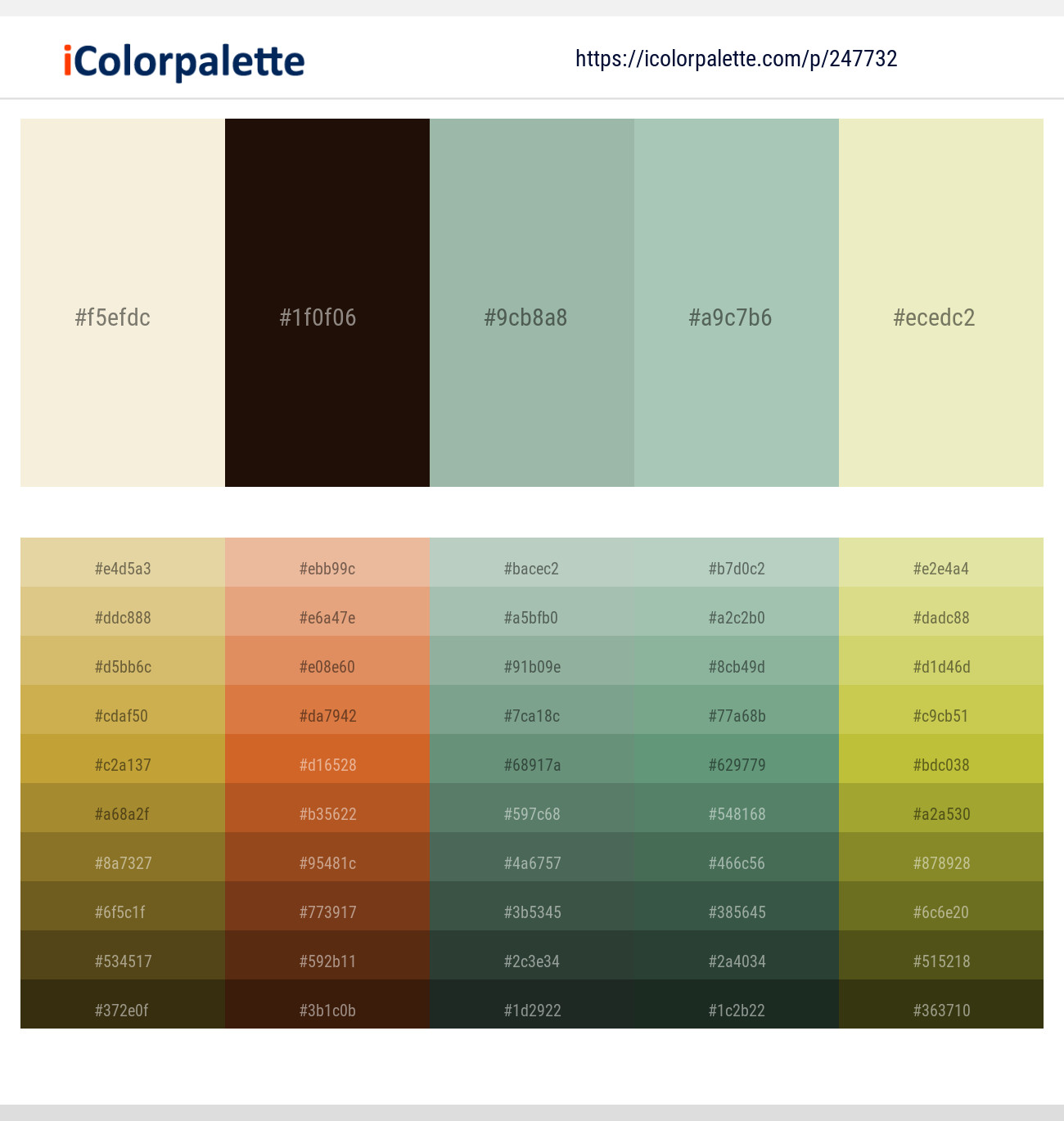 Quarter Spanish White – Graphite – Summer Green – Spring Rain – Fall Green Color scheme