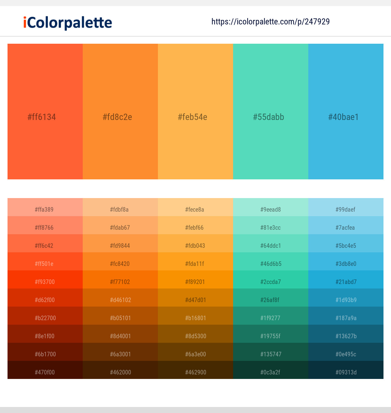 Neon Orange Blue Color Palette