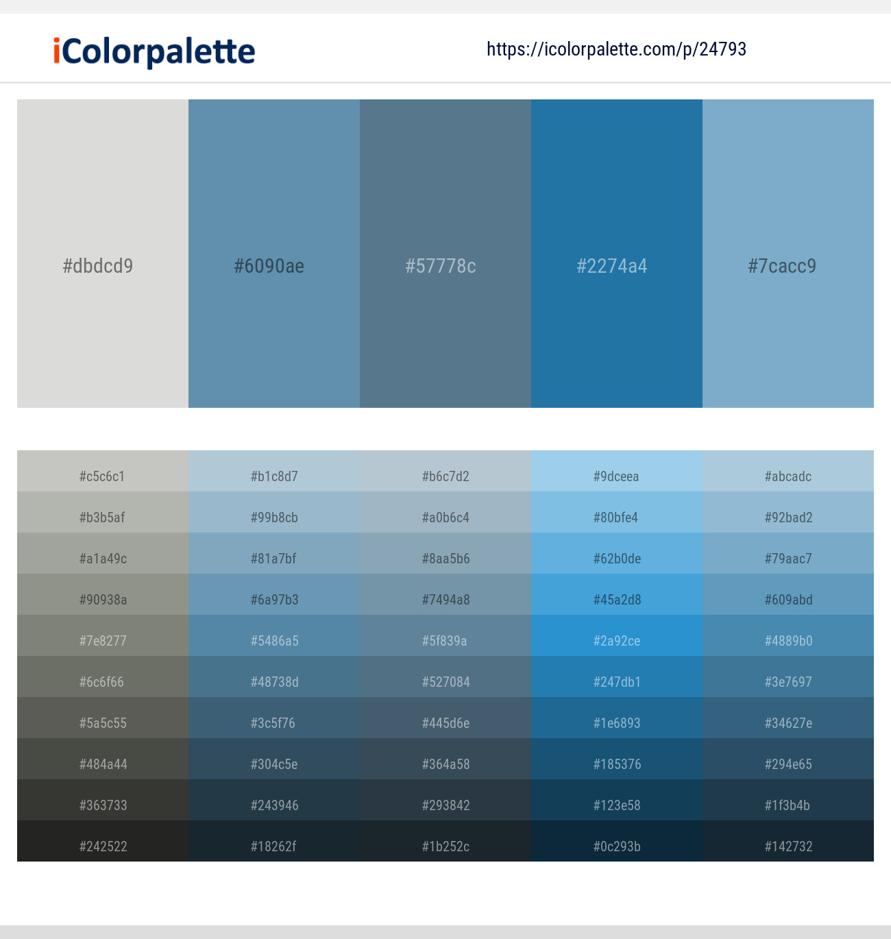 Quill Gray – Hippie Blue – Smalt Blue – Matisse – Glacier Color scheme