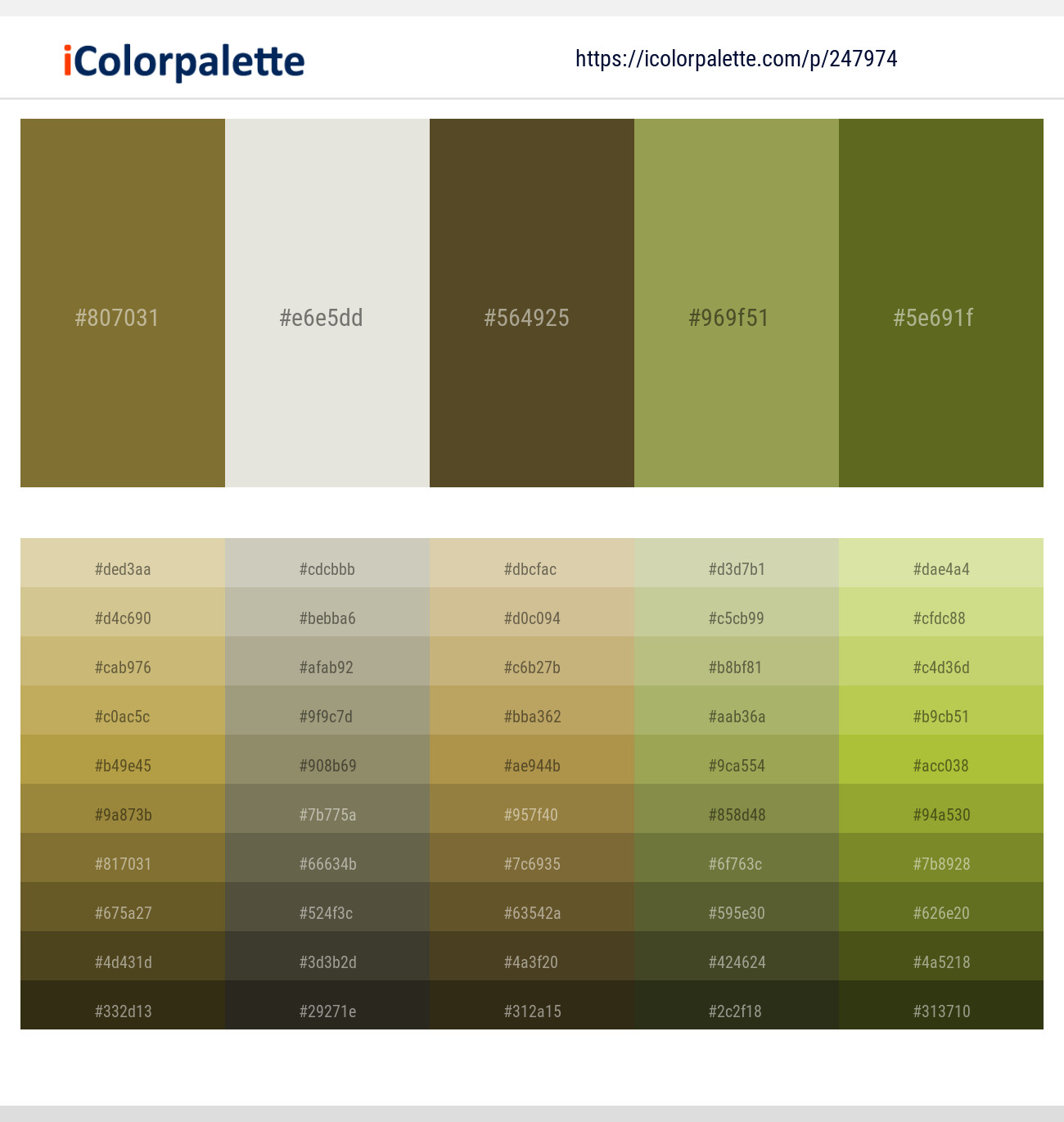 Pesto – Cararra – Irish Coffee – Chelsea Cucumber – Fern Frond Color scheme