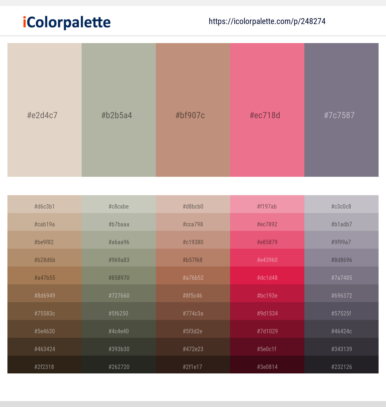 Pearl Bush – Eagle – Brandy Rose – Deep Blush – Mobster Color scheme