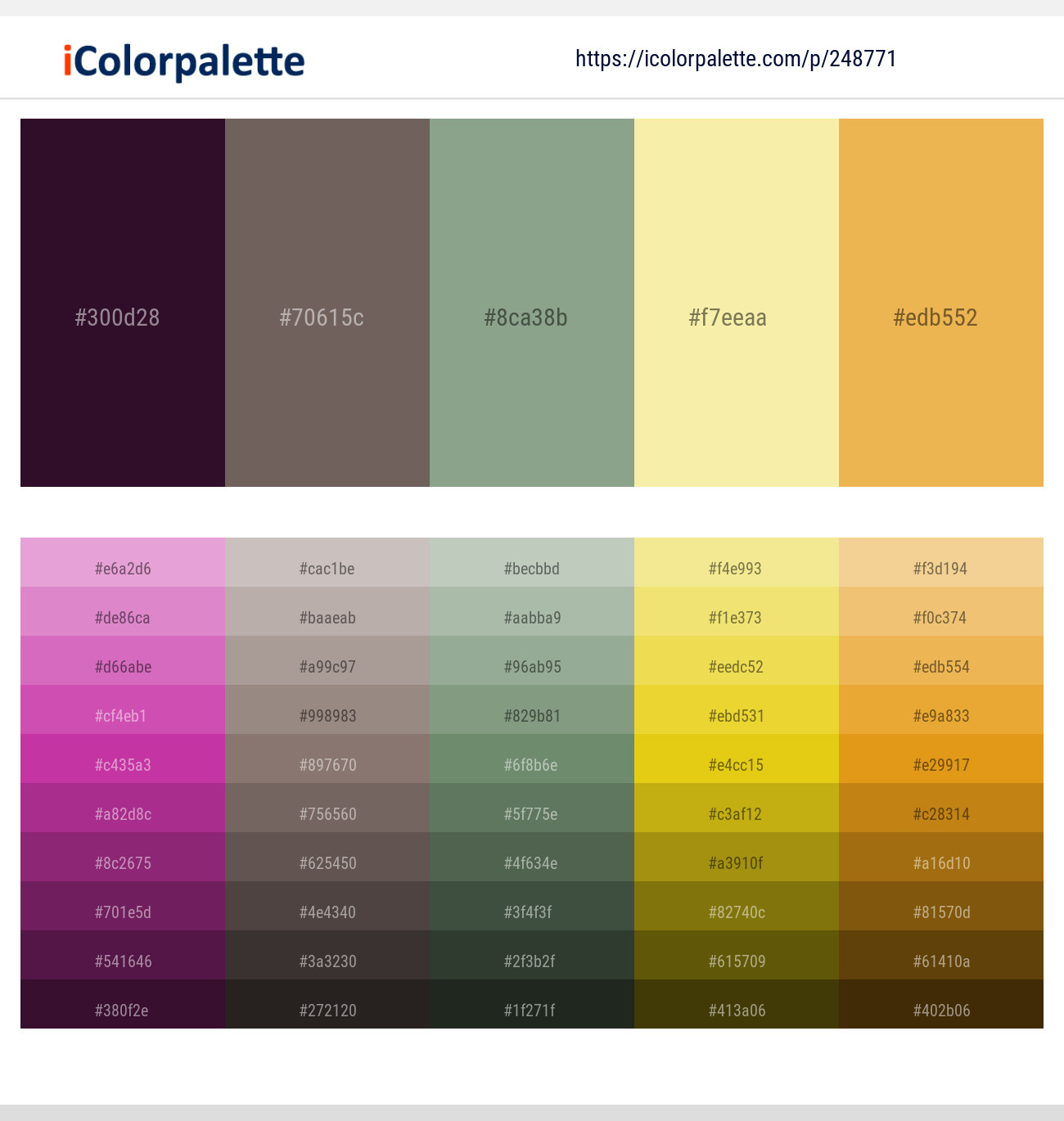 Loulou – Pine Cone – Envy – Sandwisp – Ronchi Color scheme
