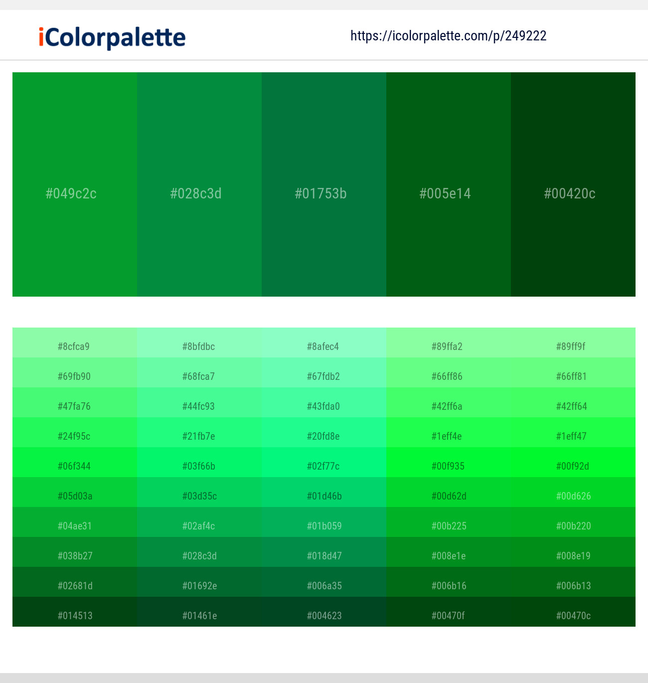 24 Shades of Green Color Palette –
