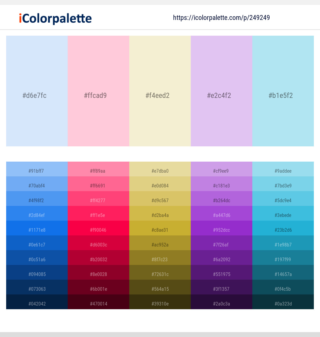 80 Pastel Light color Palettes | Curated collection of Color Palettes