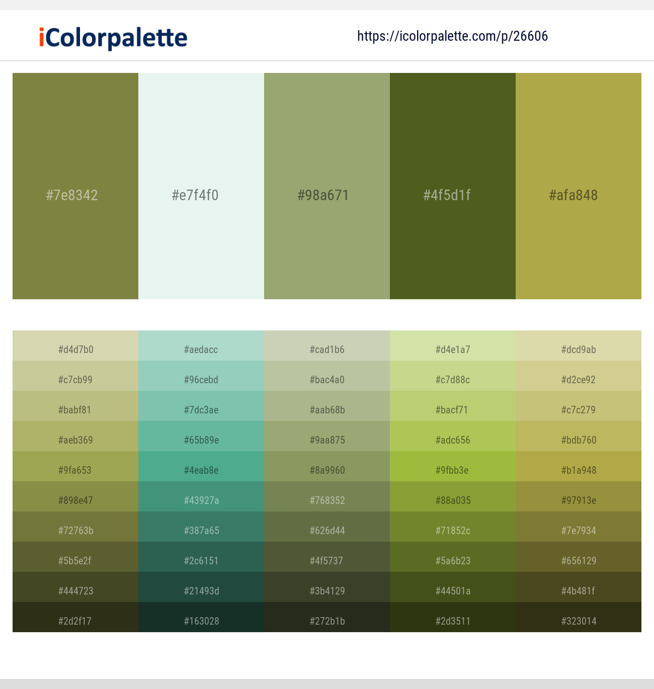 Sycamore – Aqua Squeeze – Green Smoke – Fern Frond – Husk Color scheme