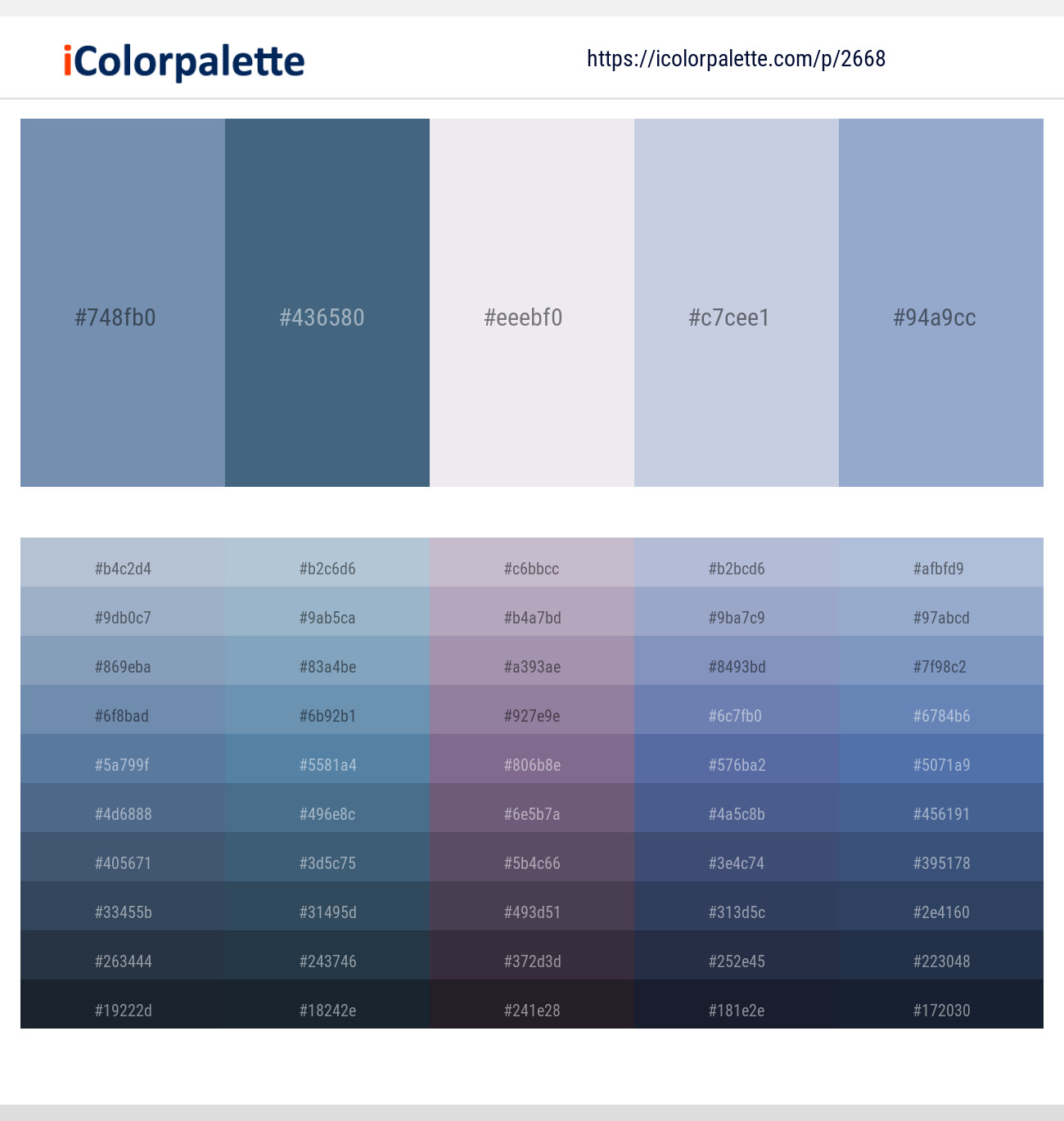 Wild Blue Yonder – Bismark – Athens Gray – Blue Haze – Polo Blue Color scheme