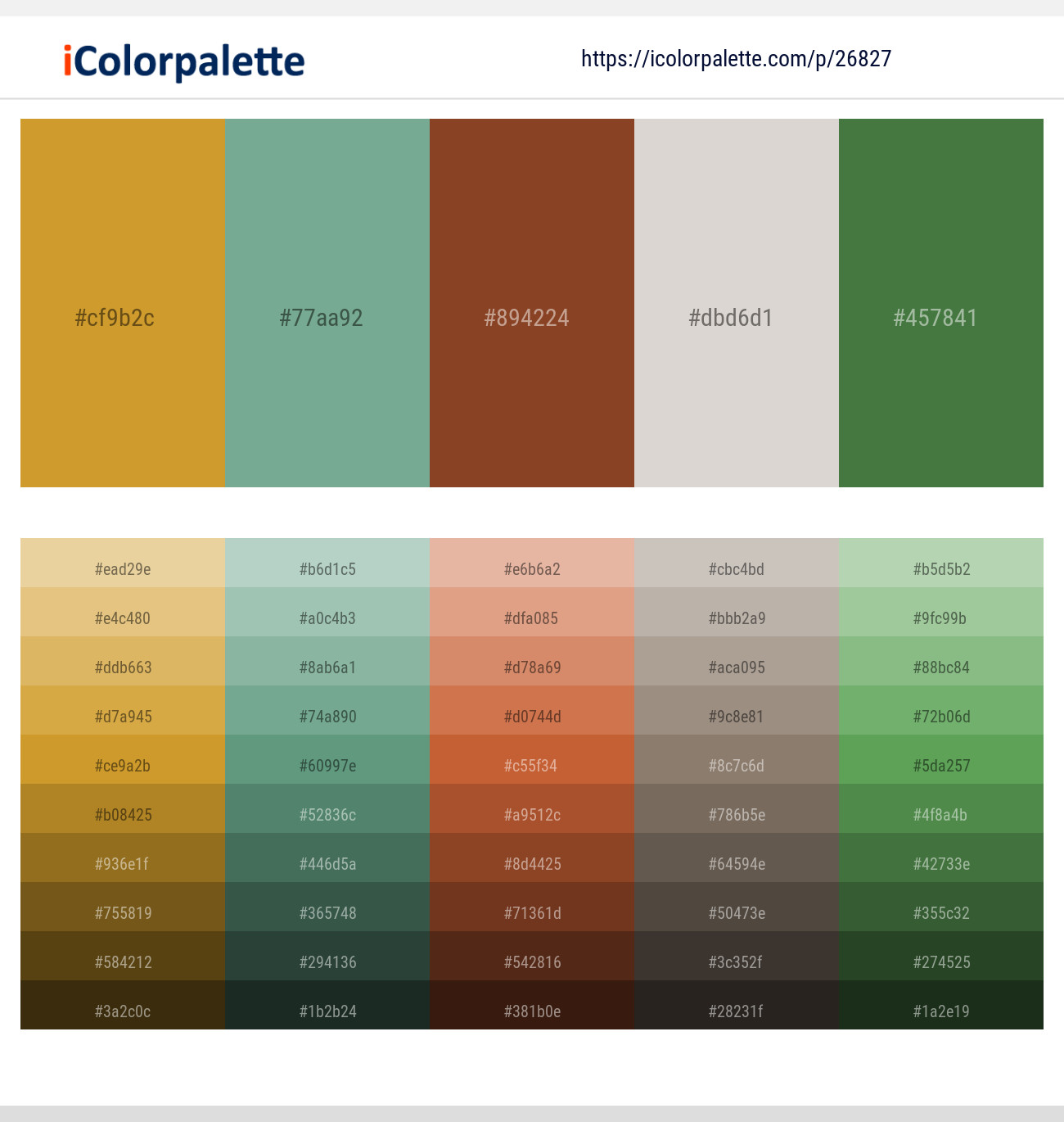Hokey Pokey – Bay Leaf – Burnt Umber – Westar – Fern Green Color scheme