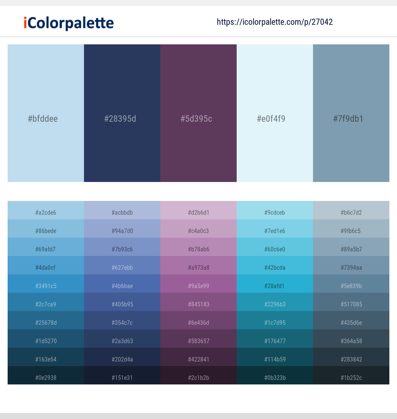 Spindle – Rhino – Eggplant – Polar – Bali Hai Color scheme