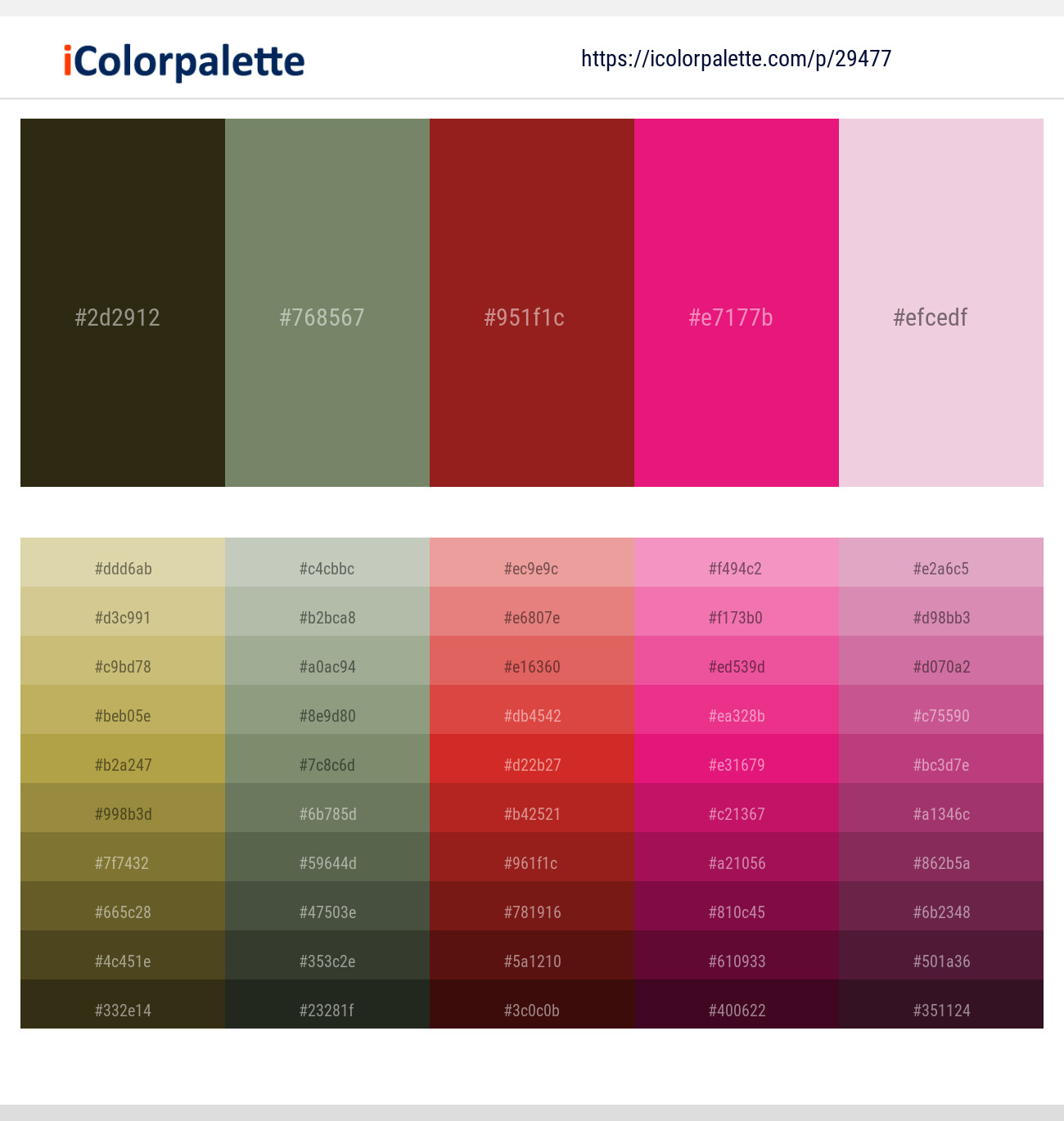 Mikado – Camouflage Green – Old Brick – Red Violet – Vanilla Ice Color scheme