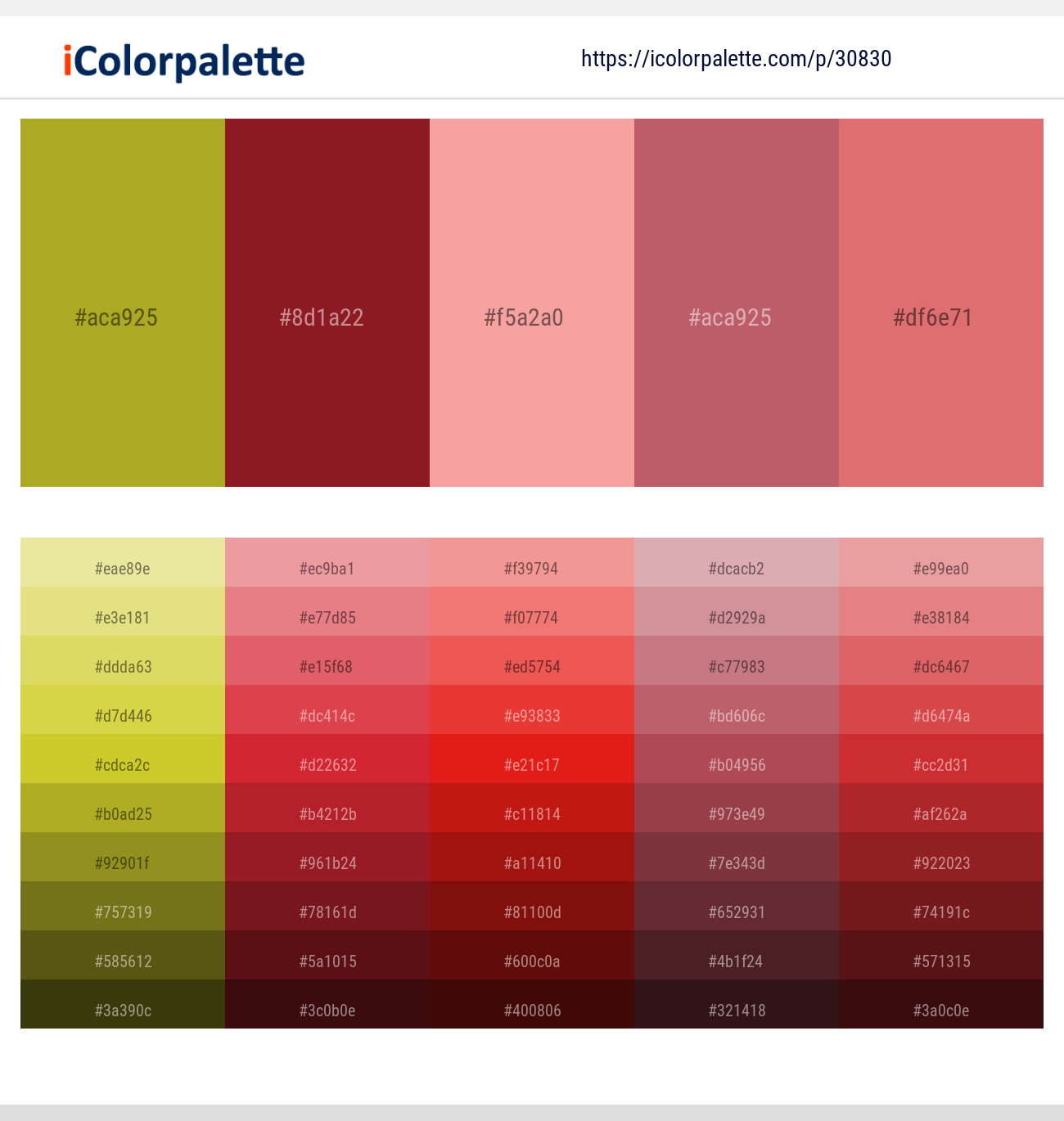 Lemon Ginger – Merlot – Wewak – Cadillac – Sunglo Color scheme