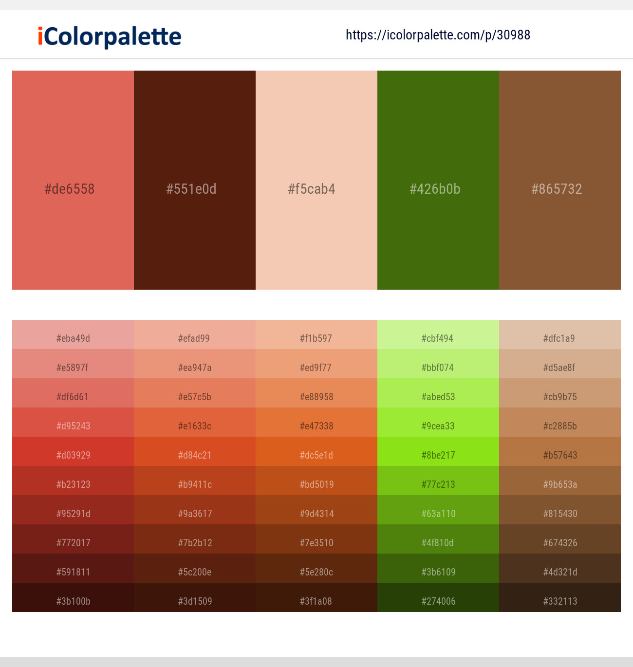 Roman – Redwood – Mandys Pink – Green Leaf – Potters Clay Color scheme