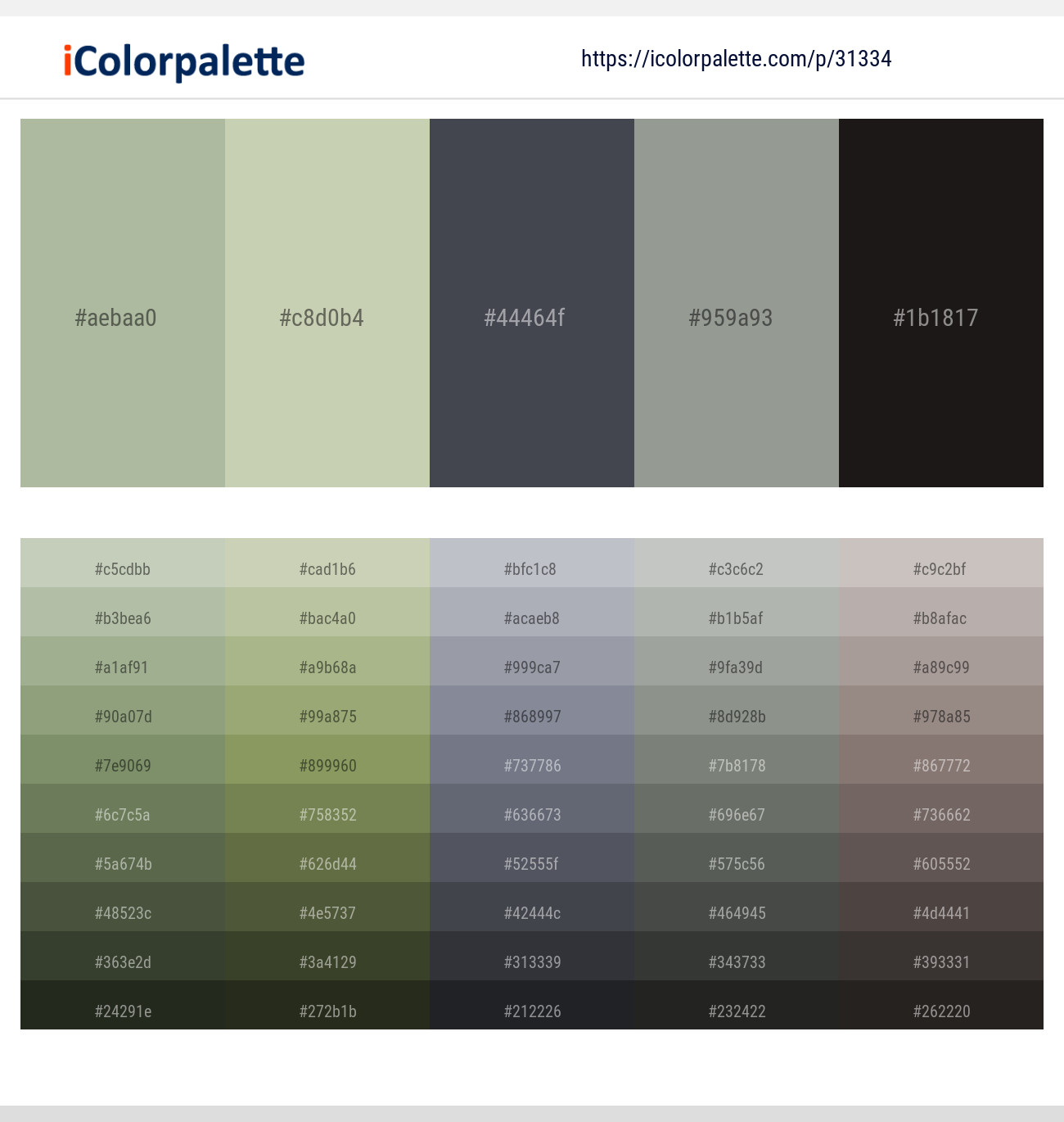 Schist – Coriander – Mako – Stack – Cod Gray Color scheme