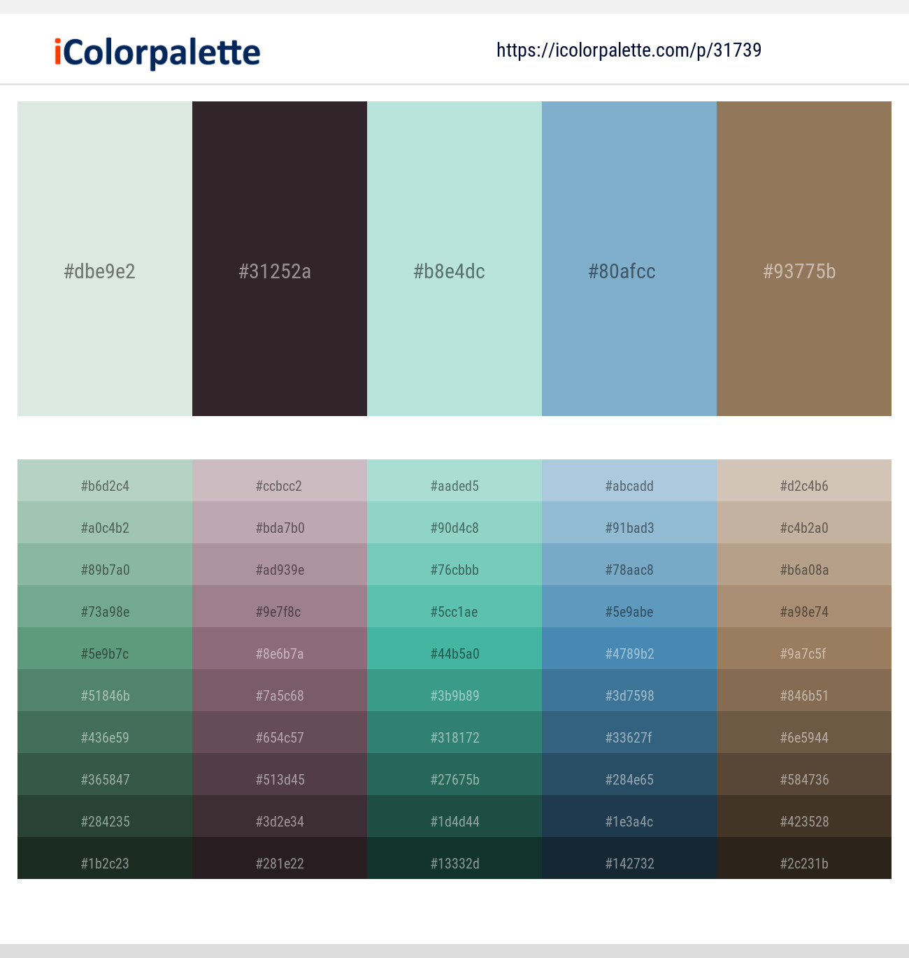 Gin – Thunder – Jagged Ice – Glacier – Beaver Color scheme