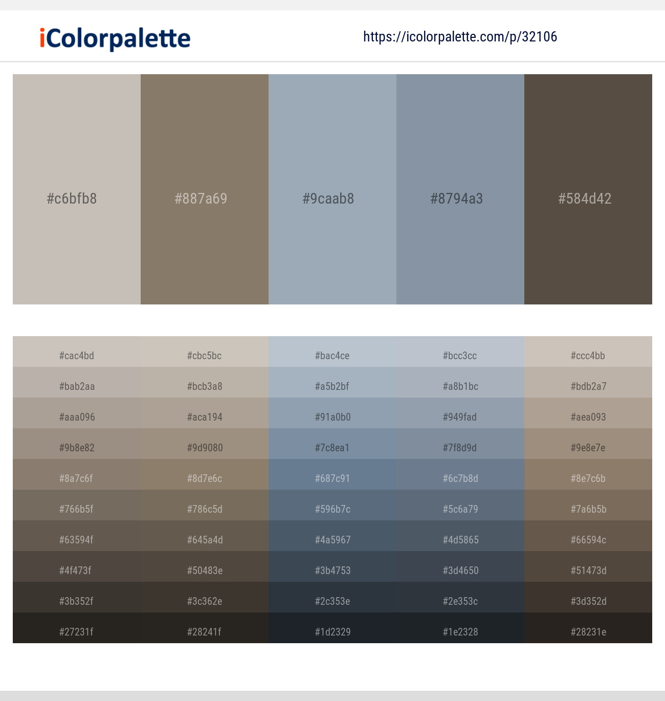 Silver Rust – Makara – Gull Gray – Regent Gray – Kabul Color scheme