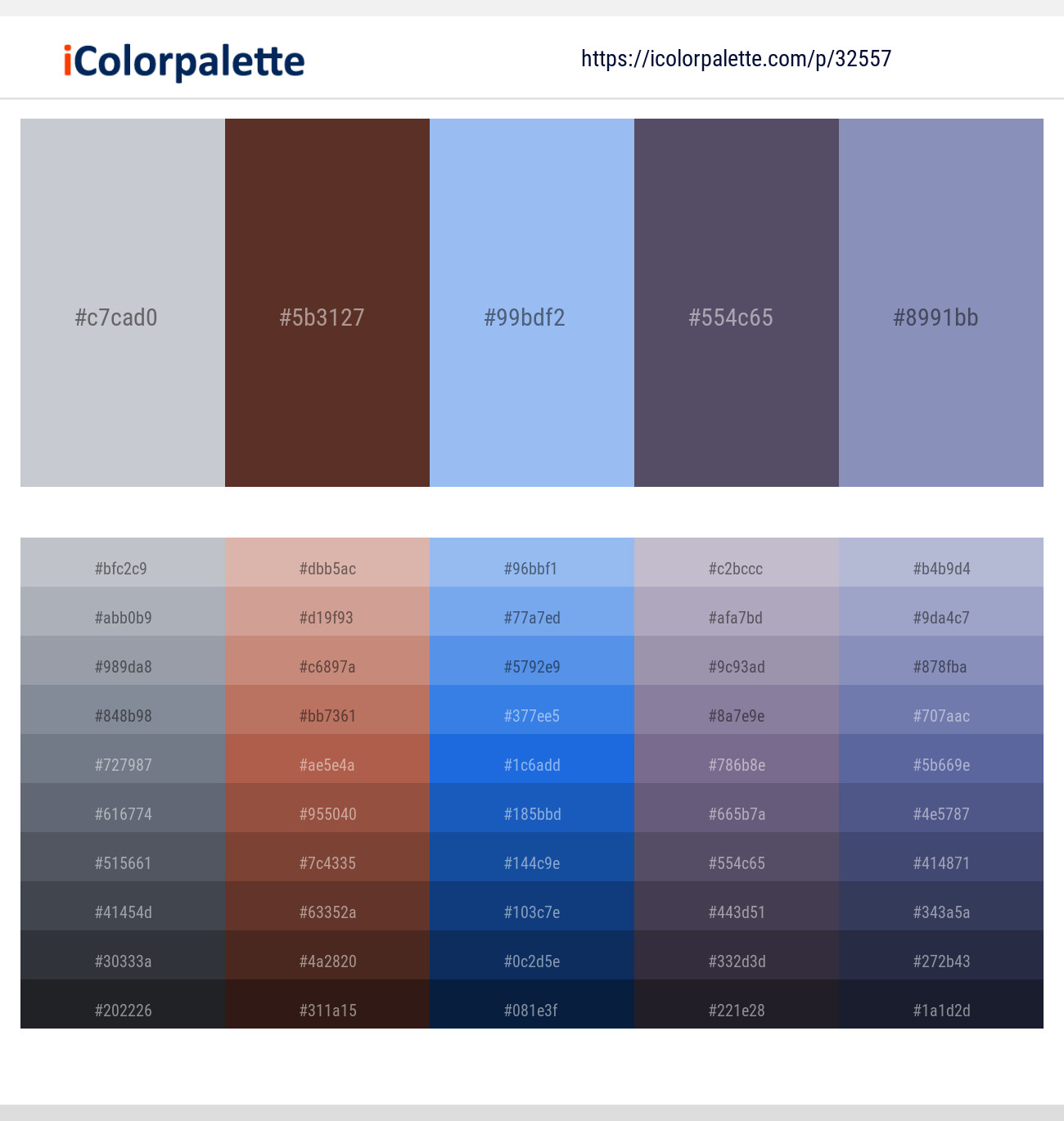 2 Latest Color Schemes with Irish Coffee And Wild Blue Yonder Color