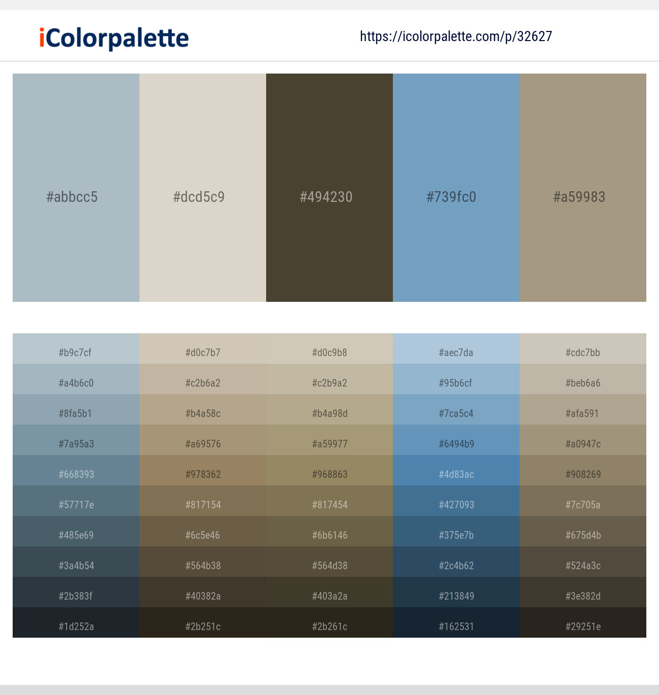 Cadet Blue – Sisal – Mondo – Glacier – Hillary Color scheme