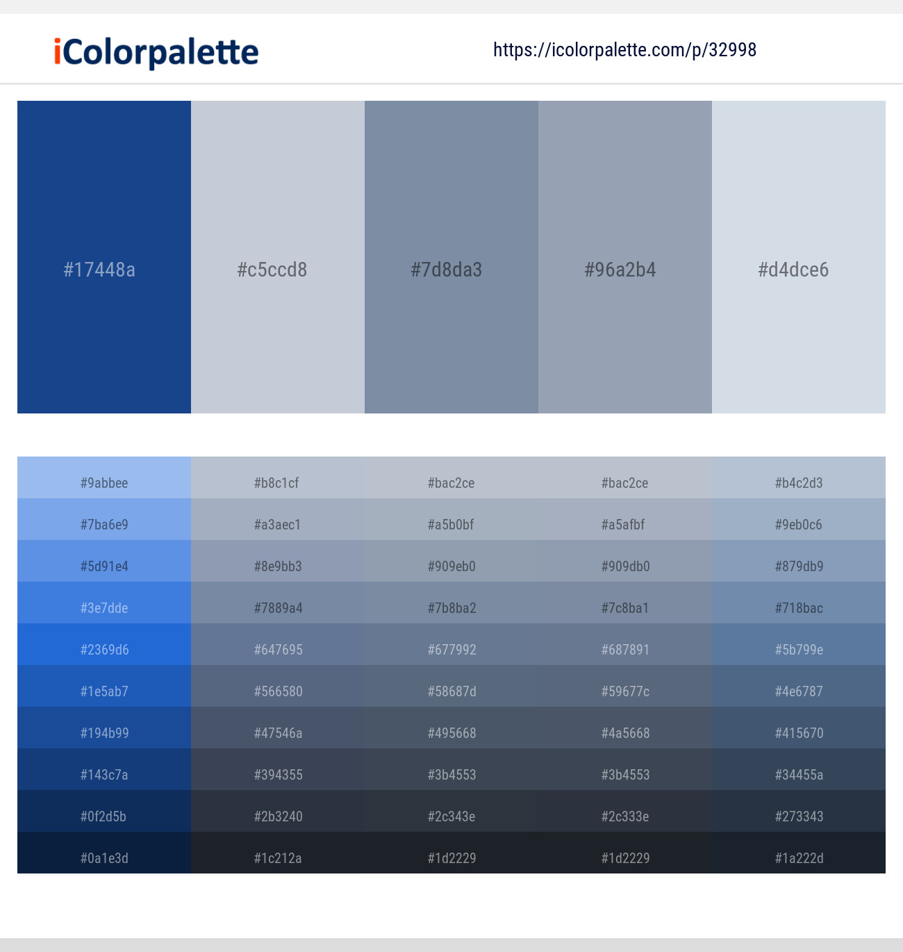 Chathams Blue – Ghost – Regent Gray – Gull Gray – Geyser Color scheme
