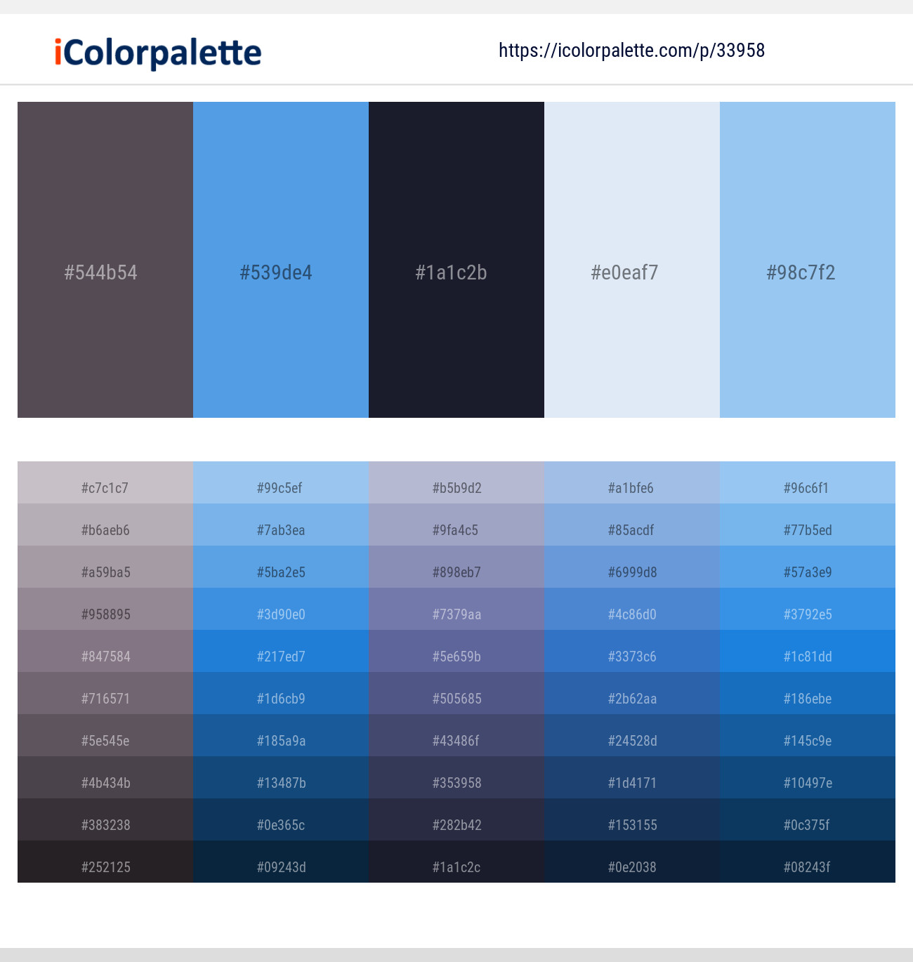 Emperor – Picton Blue – Mirage – Link Water – Jordy Blue Color scheme