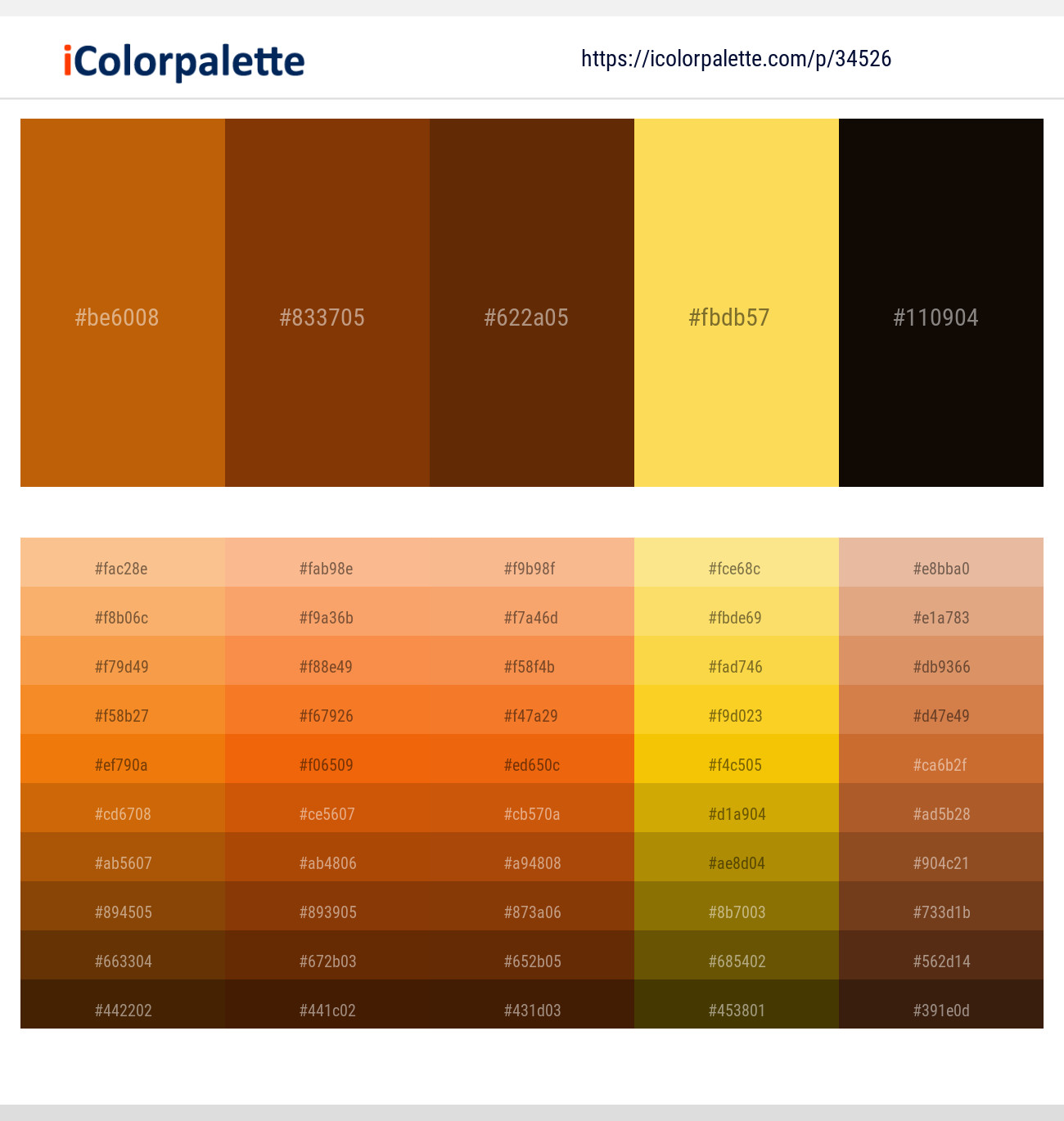Mai Tai – Peru Tan – Brown Bramble – Energy Yellow – Crowshead Color scheme
