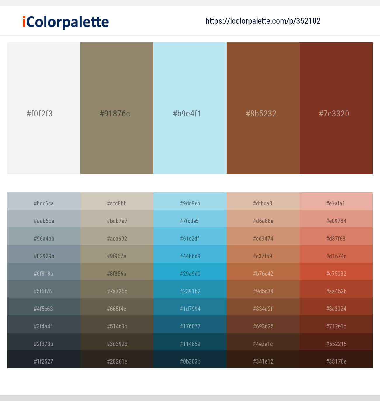 Porcelain – Arrowtown – Blizzard Blue – Mule Fawn – Red Robin Color scheme