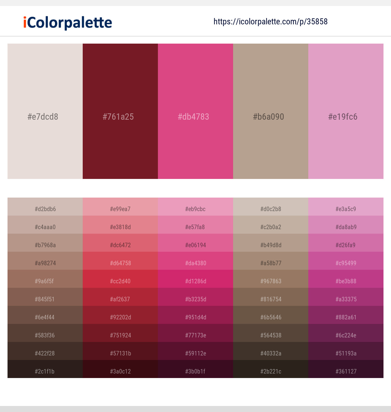 Pearl Bush – Persian Plum – Cranberry – Thatch – Light Orchid Color scheme