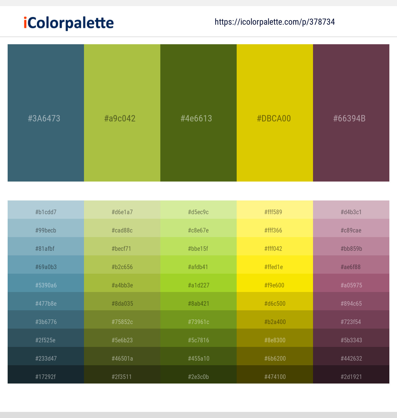 William – Celery – Saratoga – Corn – Eggplant Color scheme