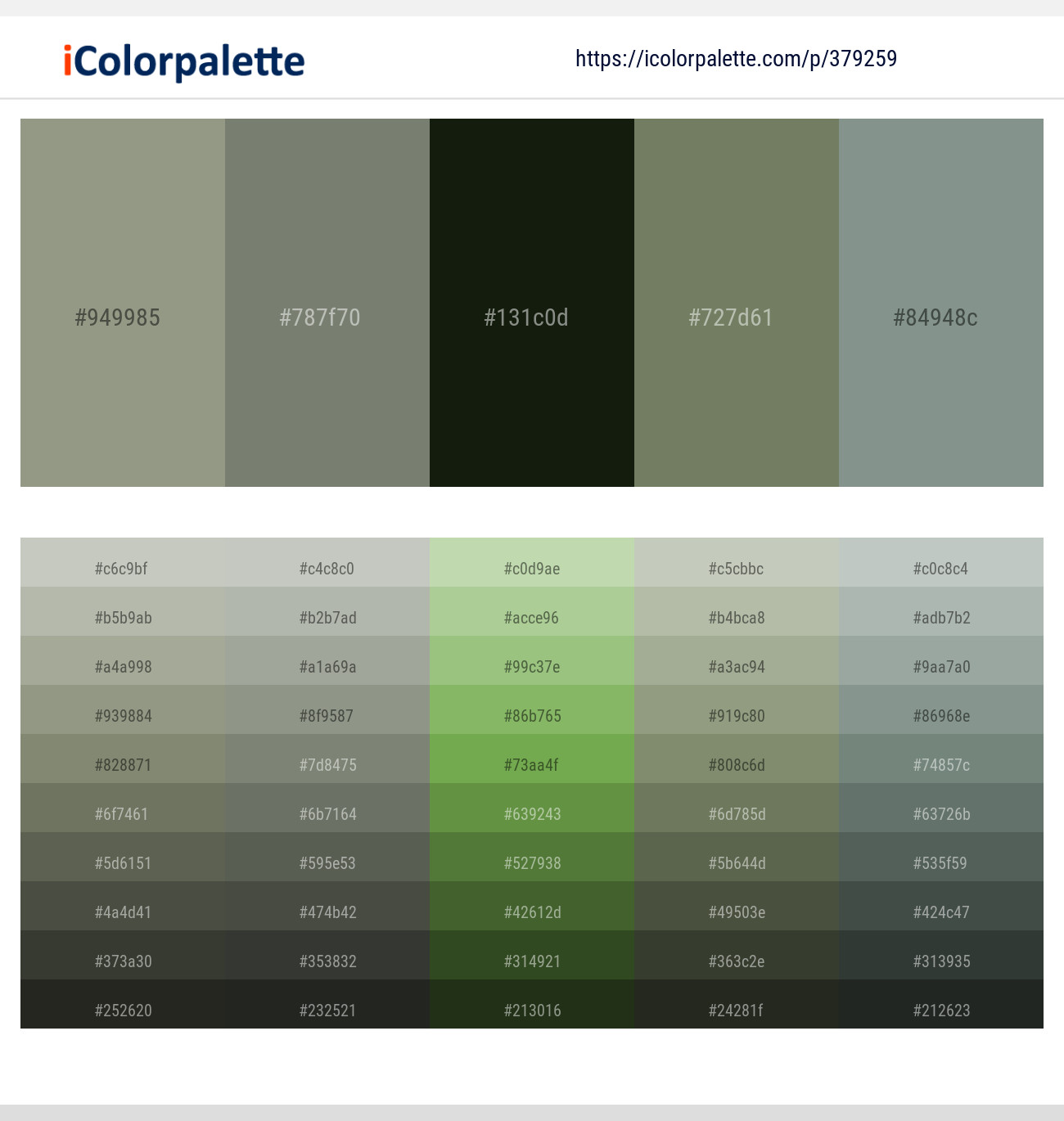 Lemon Grass – Camouflage Green – Gordons Green – Limed Ash – Mantle Color scheme