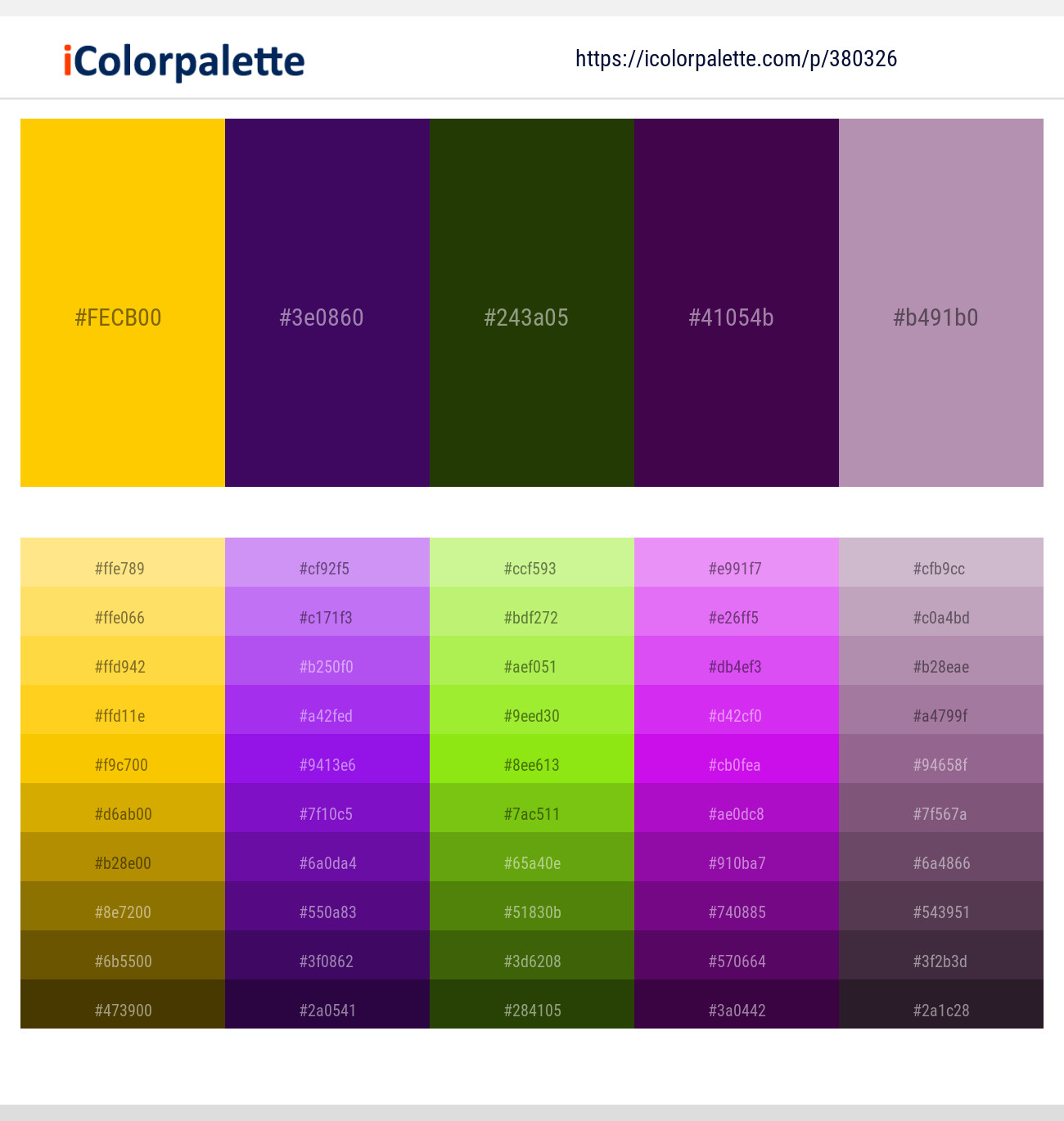 Supernova – Clairvoyant – Pine Tree – Clairvoyant – Bouquet Color scheme