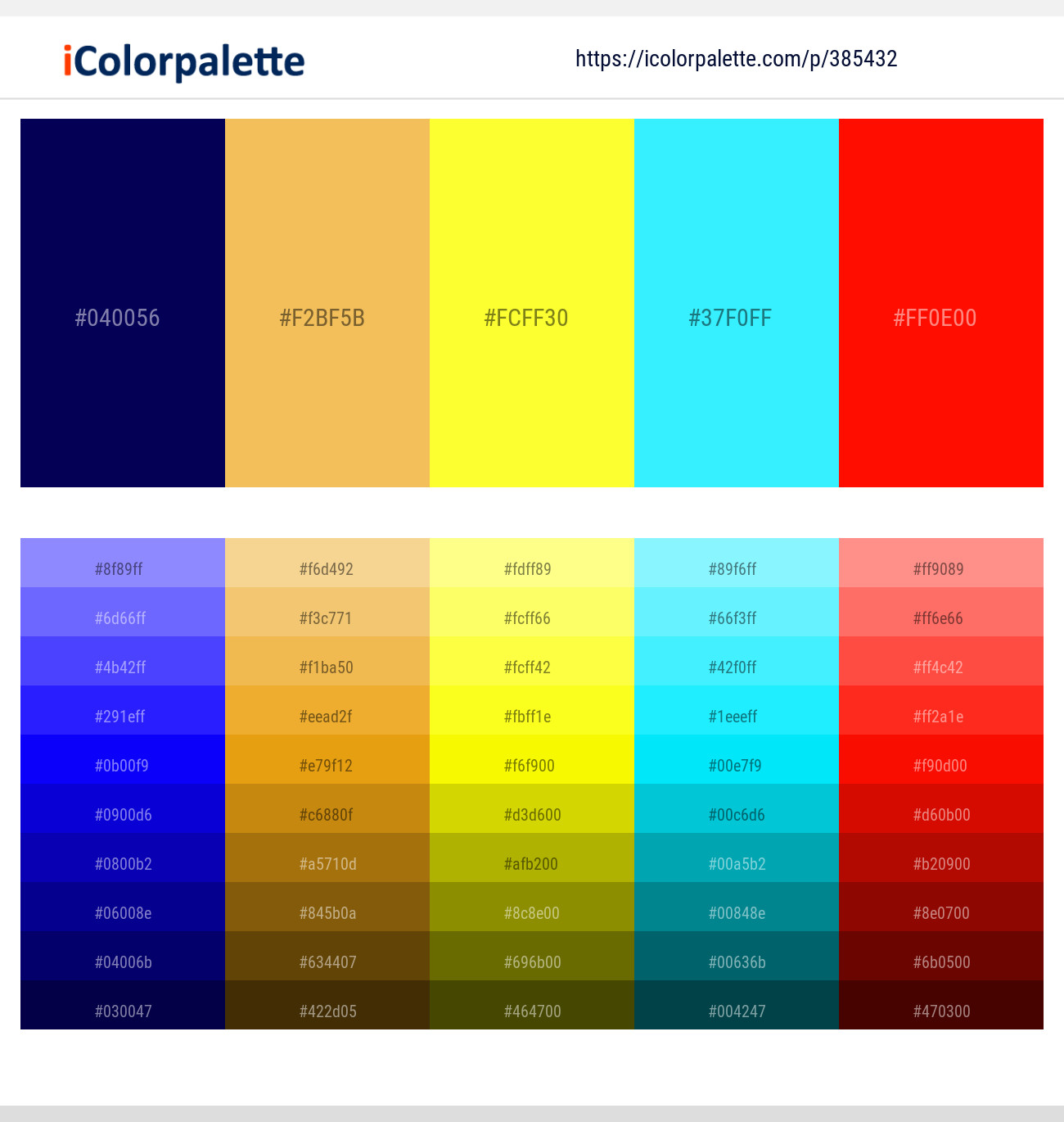385432366 Bright Color Palettes