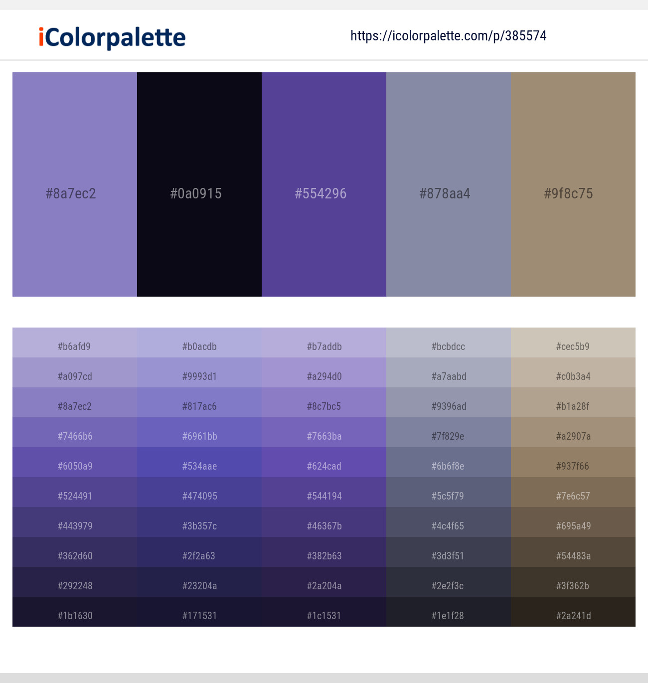 Purple Mountain’s Majesty – Ebony – Victoria – Manatee – Donkey Brown Color scheme