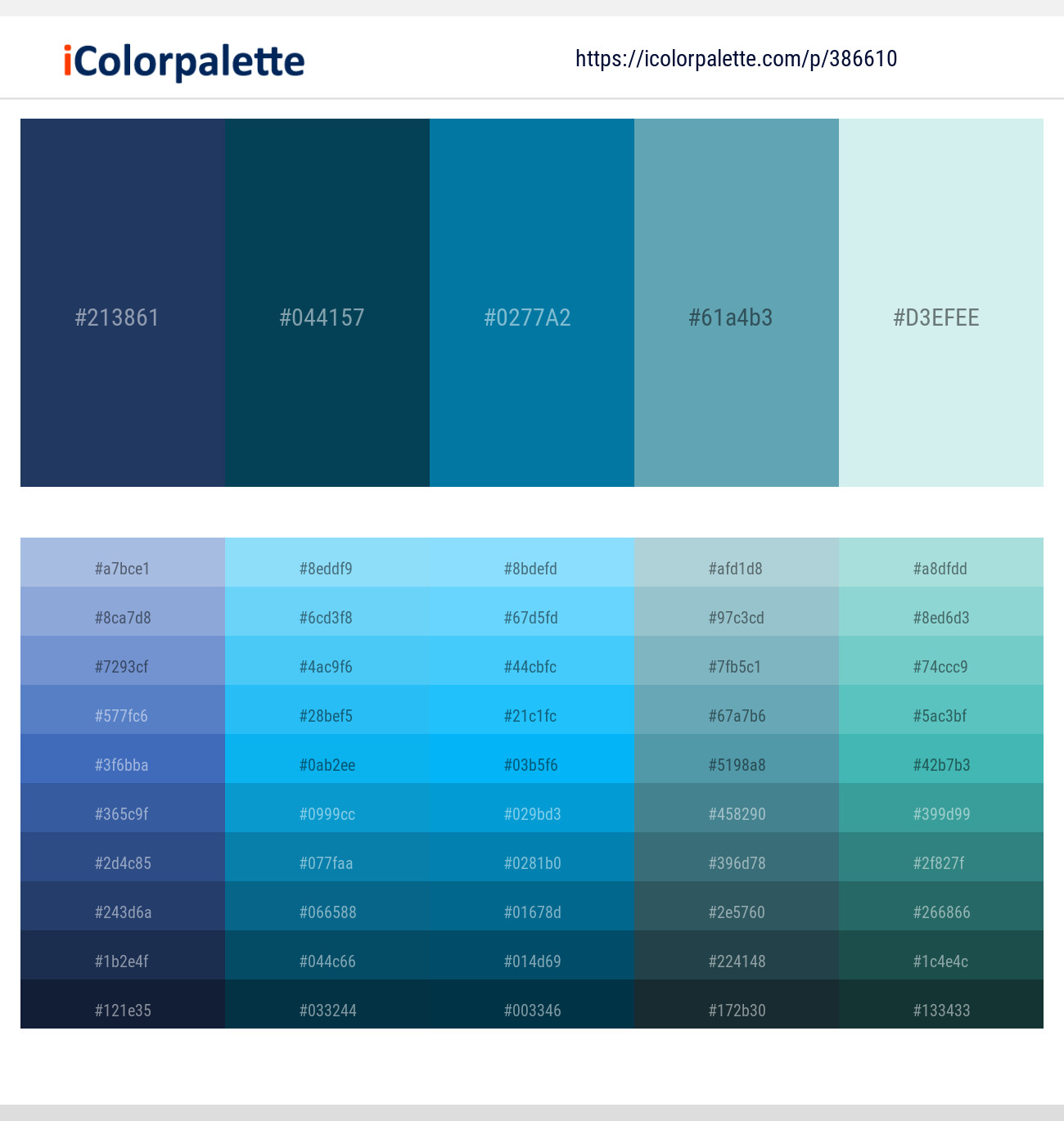 386610Cello – Teal Blue – Allports – Hippie Blue – Jagged Ice Color scheme