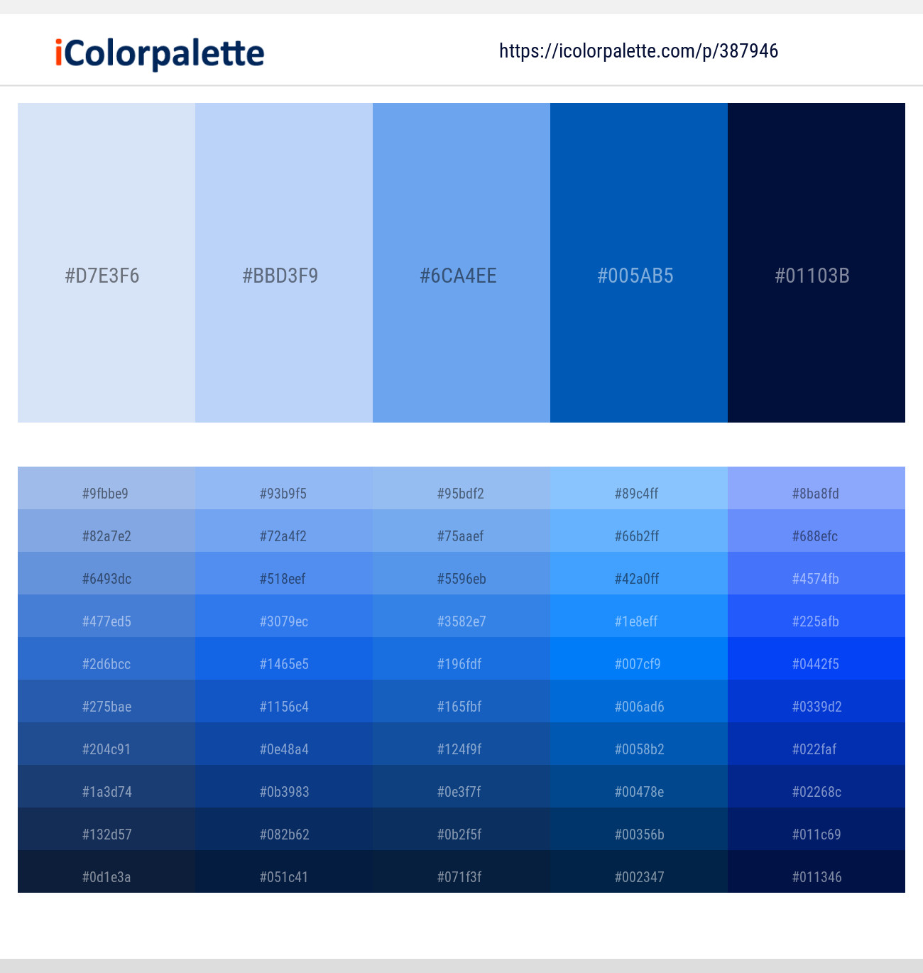 Midnight Blue - Cornflower Color Palette