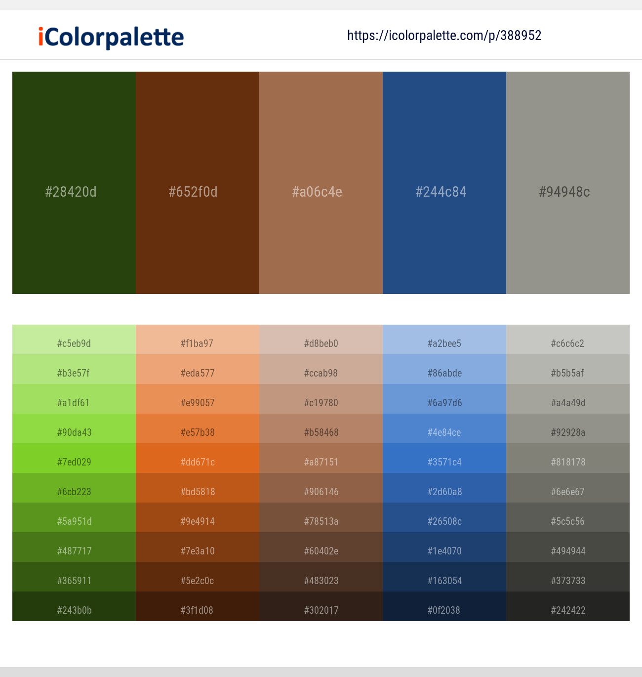 Turtle Green – Cioccolato – Cape Palliser – Bay of Many – Lemon Grass Color scheme