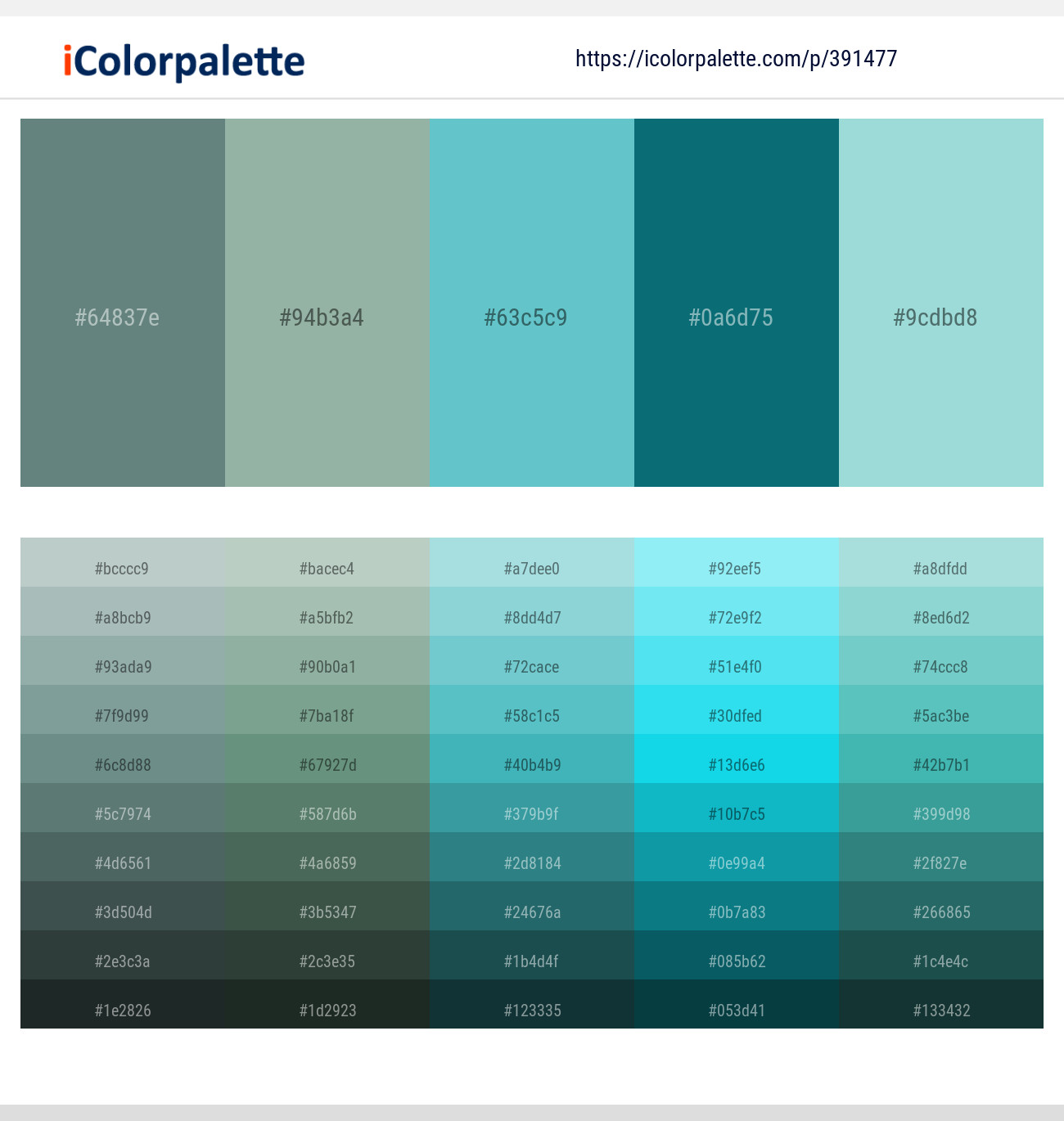 391477Viridian Green – Summer Green – Downy – Atoll – Aqua Island Color scheme
