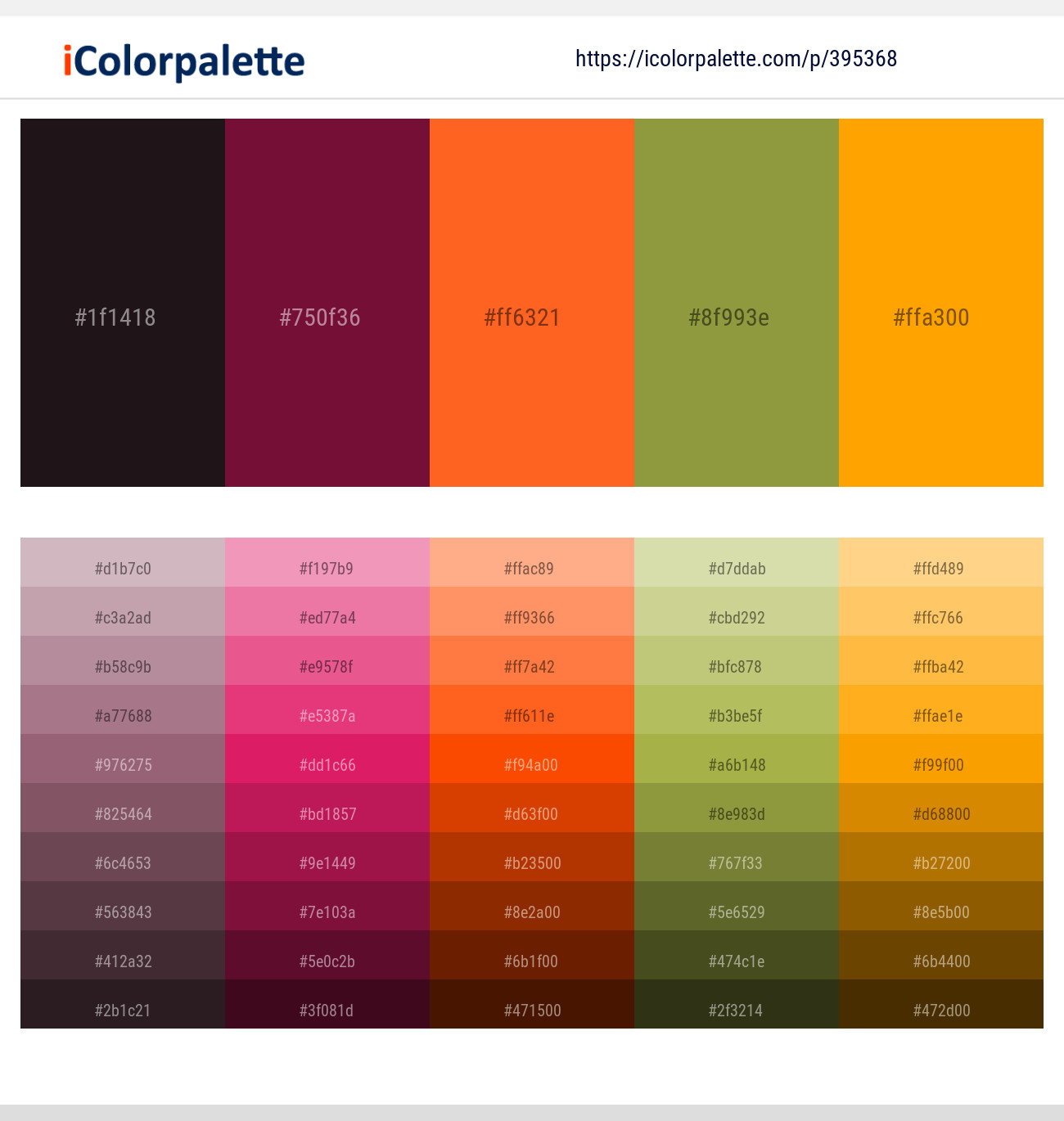 Cocoa Brown – Rose Bud Cherry – Orange – Sycamore – Web Orange Color scheme