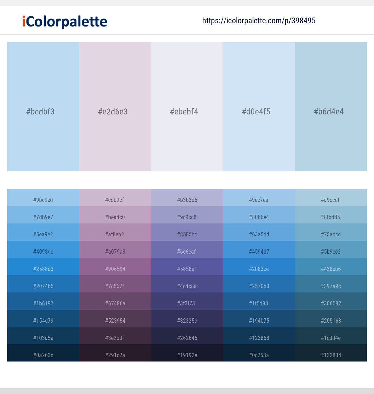 Blizzard Blue – Mischka – Whisper – Link Water – Powder Blue Color scheme