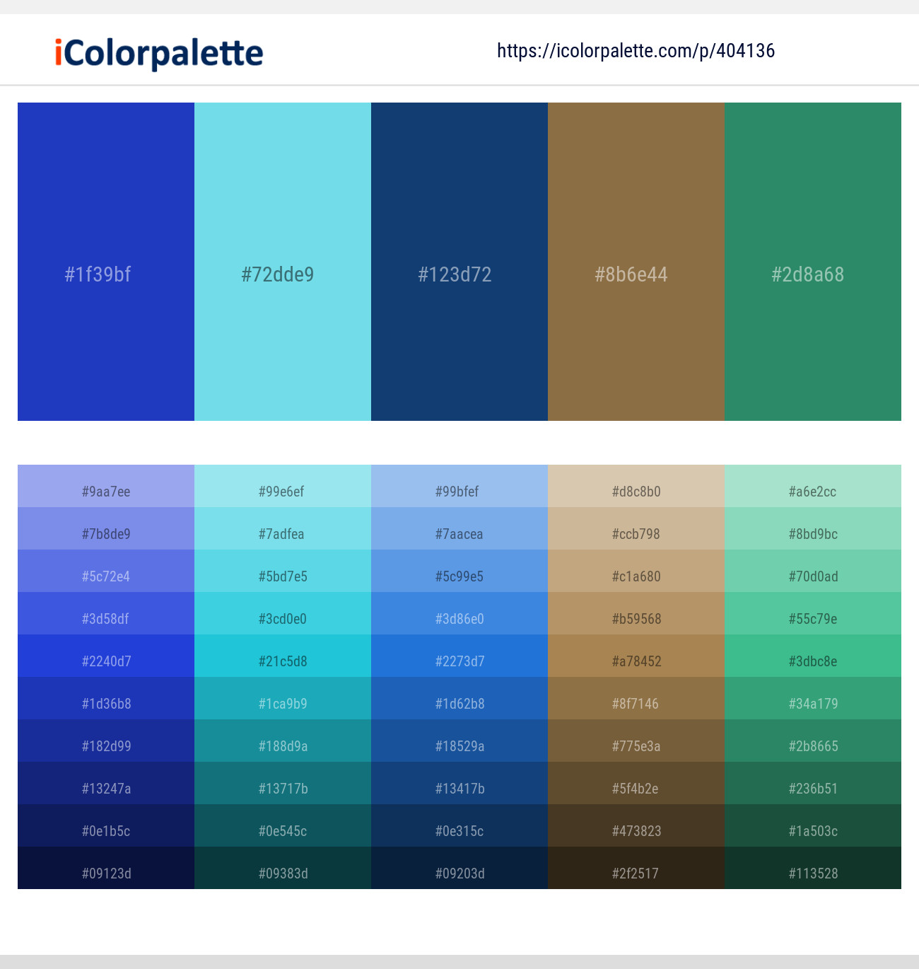 14 Latest Color Schemes with Royal Blue And Sea Green Color tone  combinations | 2022 | iColorpalette