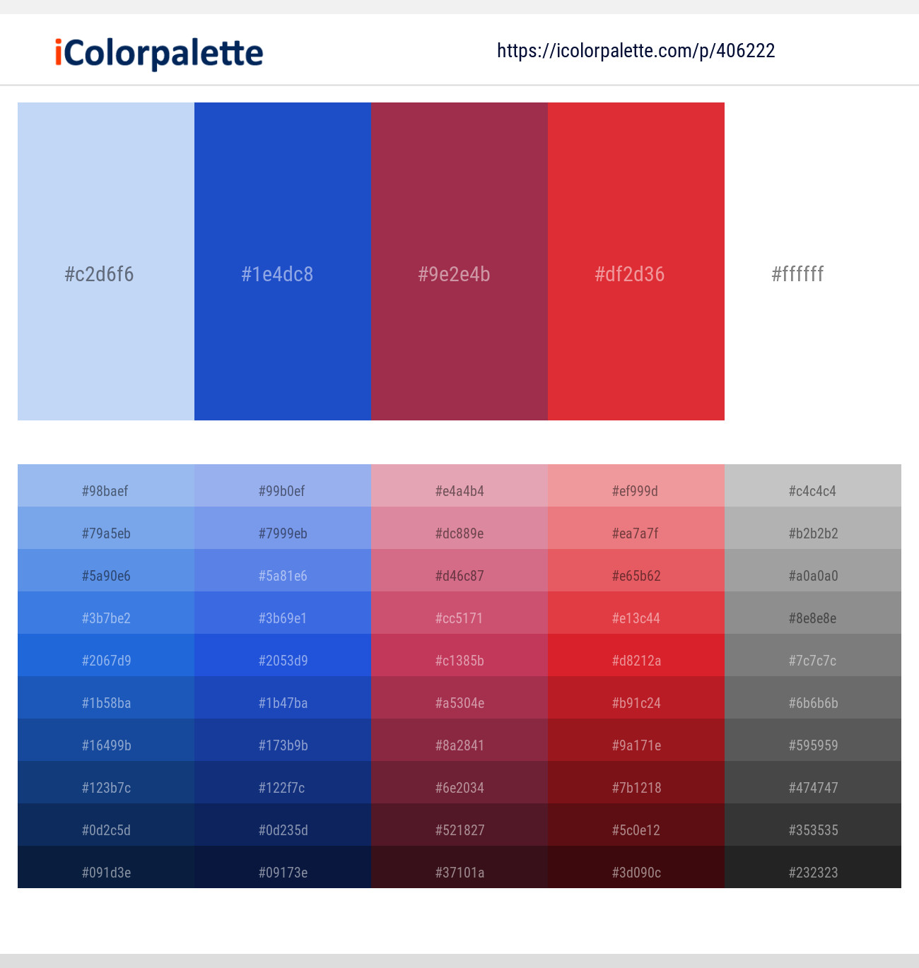 Tropical Blue – Persian Blue – Night Shadz – Alizarin Crimson – White Color scheme