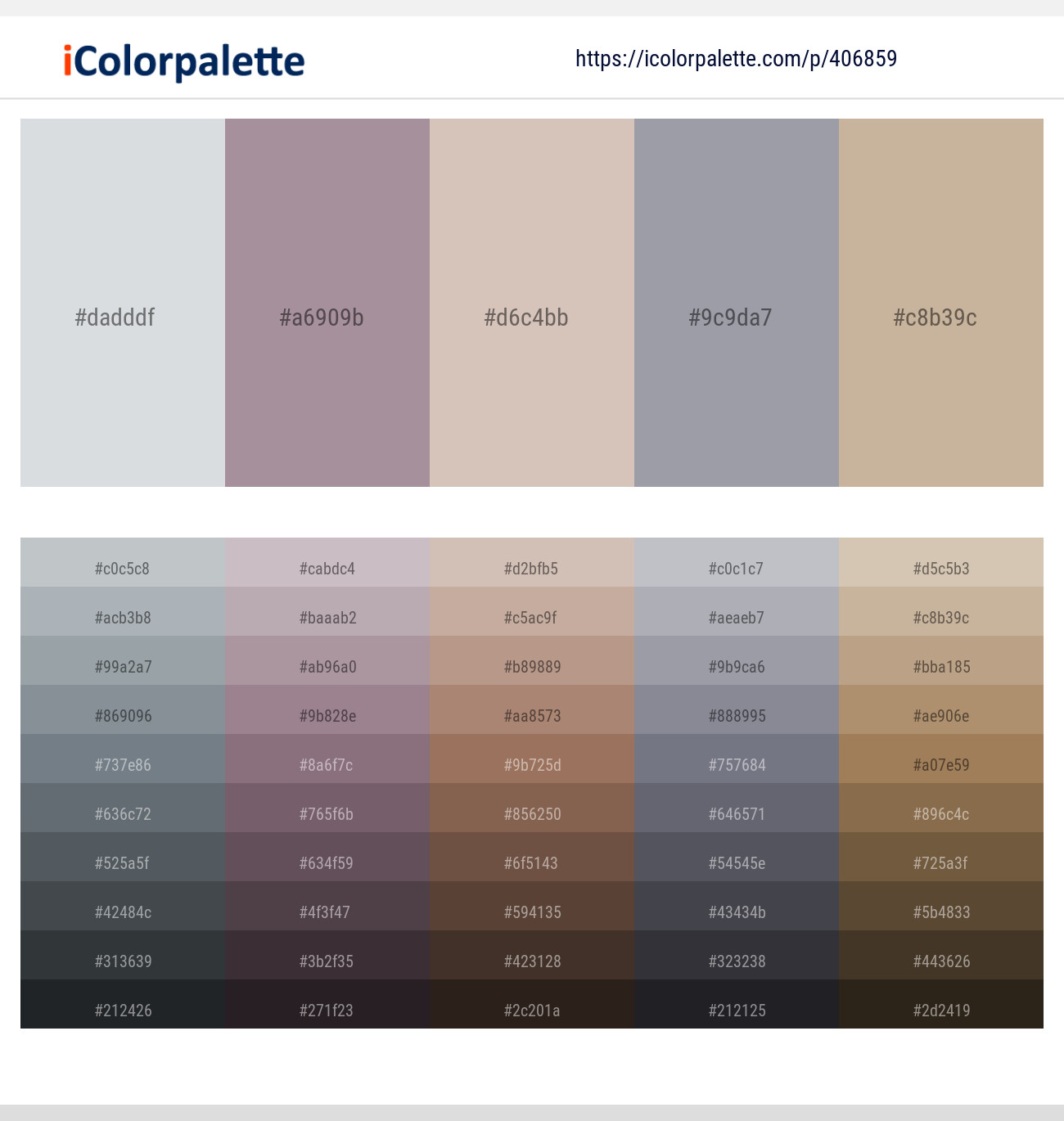 Iron – Dusty Gray – Soft Amber – Santas Gray – Rodeo Dust Color scheme